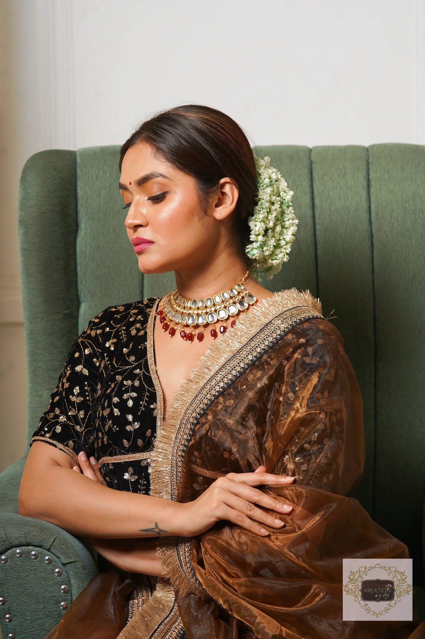 Chocolate Glass Tissue Lehenga Set kreationbykj