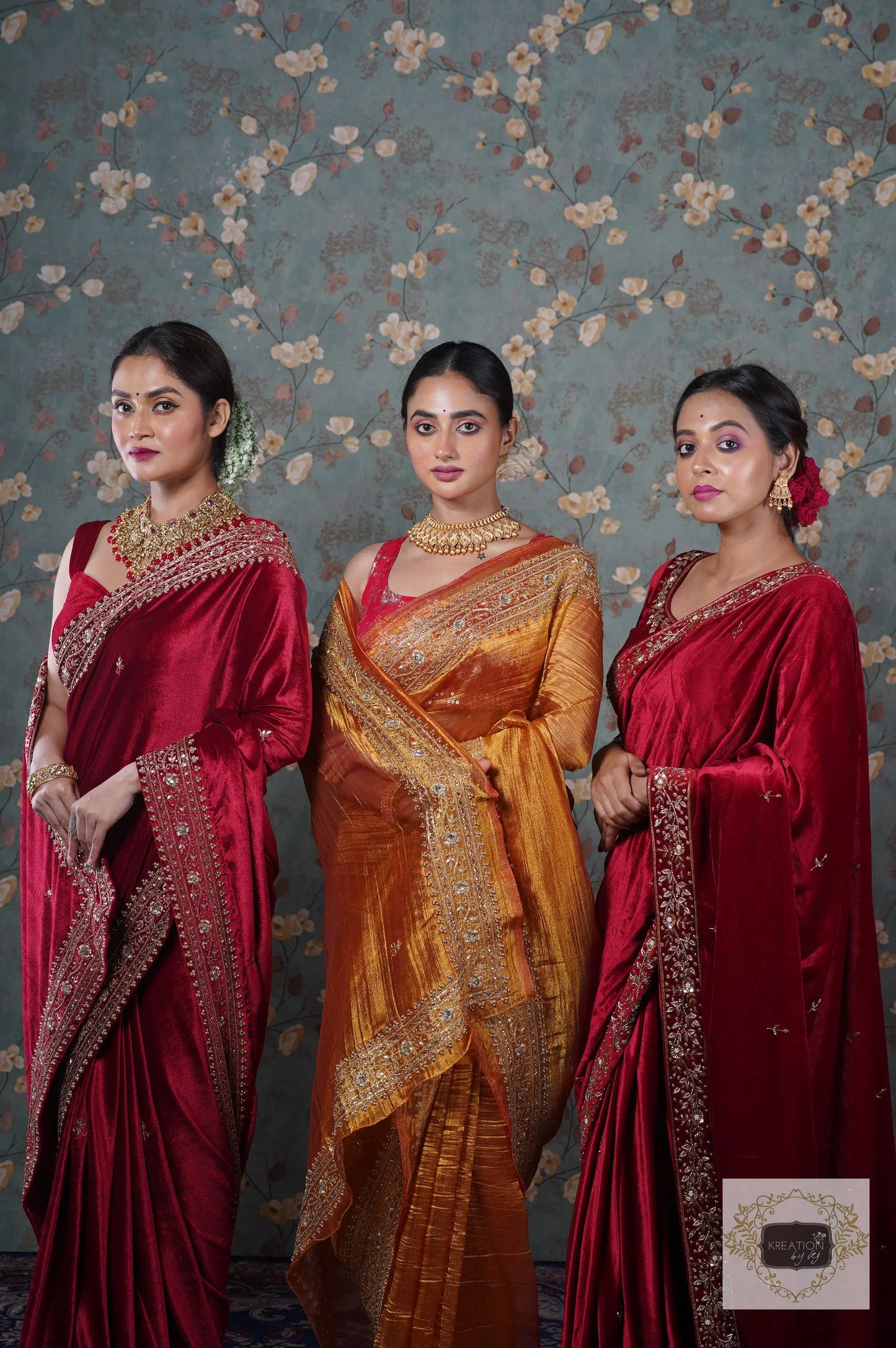 Maroon Velvet Zarina Saree-Wedding Sarees, Bridal Fashion kreationbykj