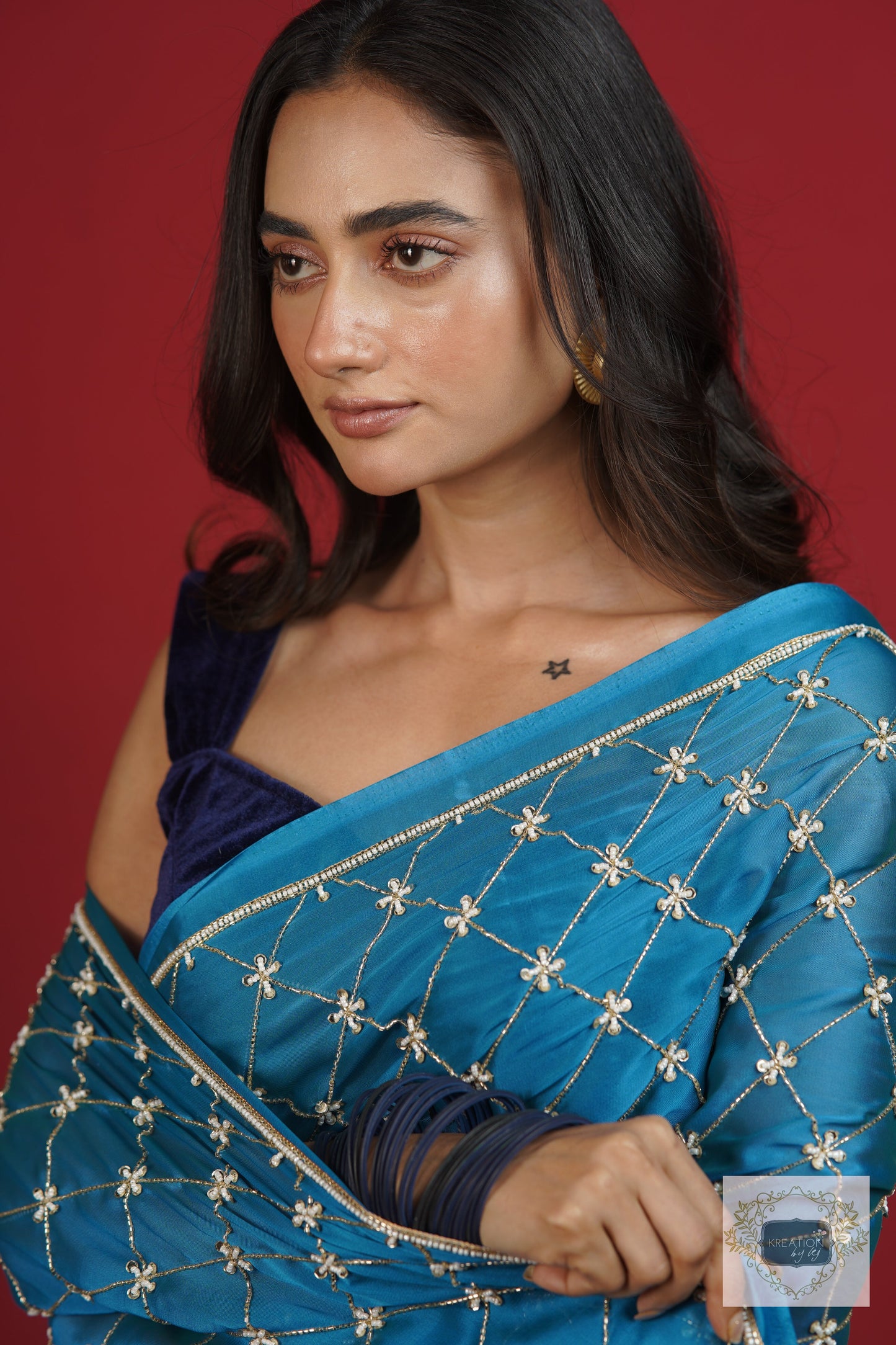 Siyahi Ombre Cutdana Jaal Saree kreationbykj