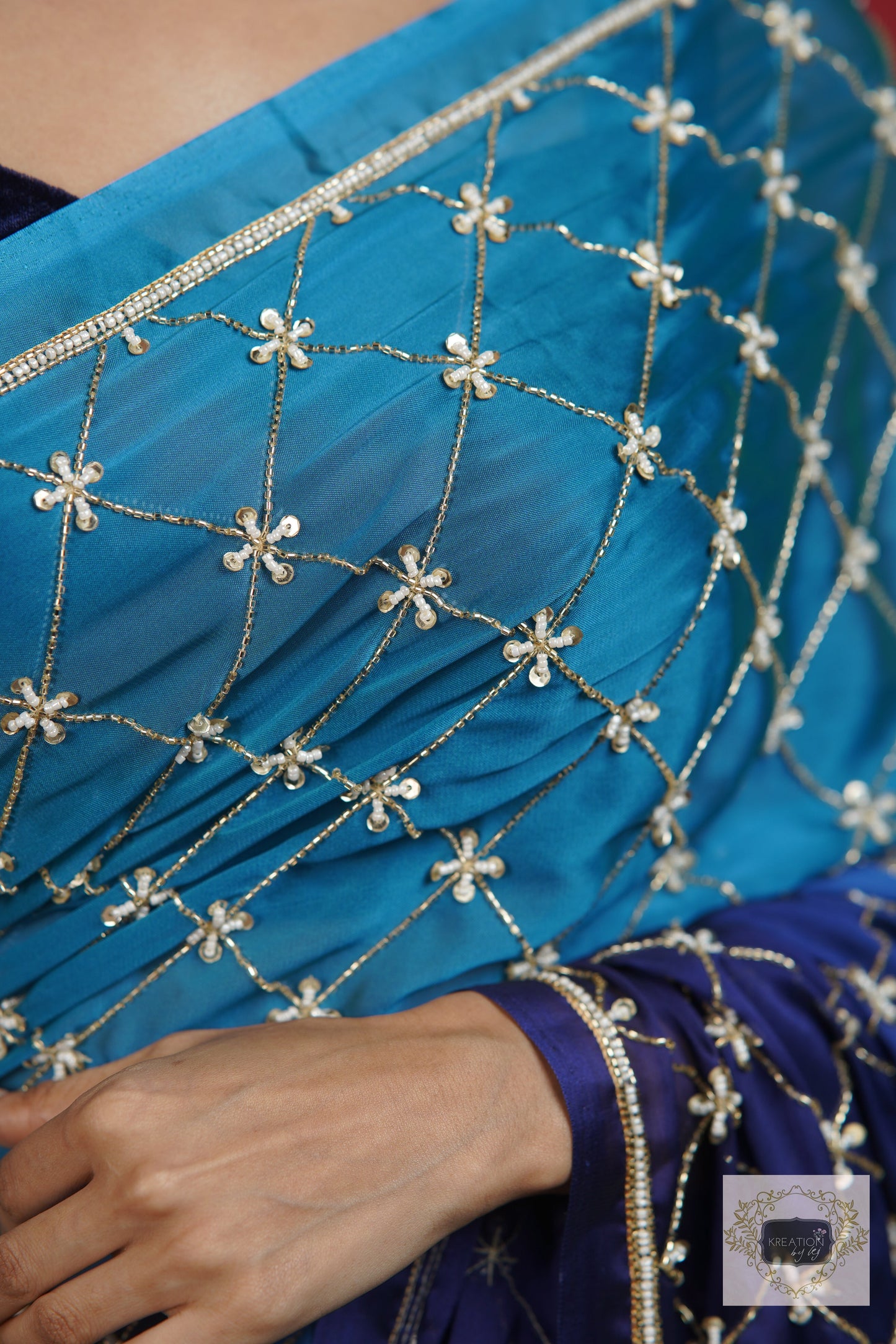 Siyahi Ombre Cutdana Jaal Saree kreationbykj