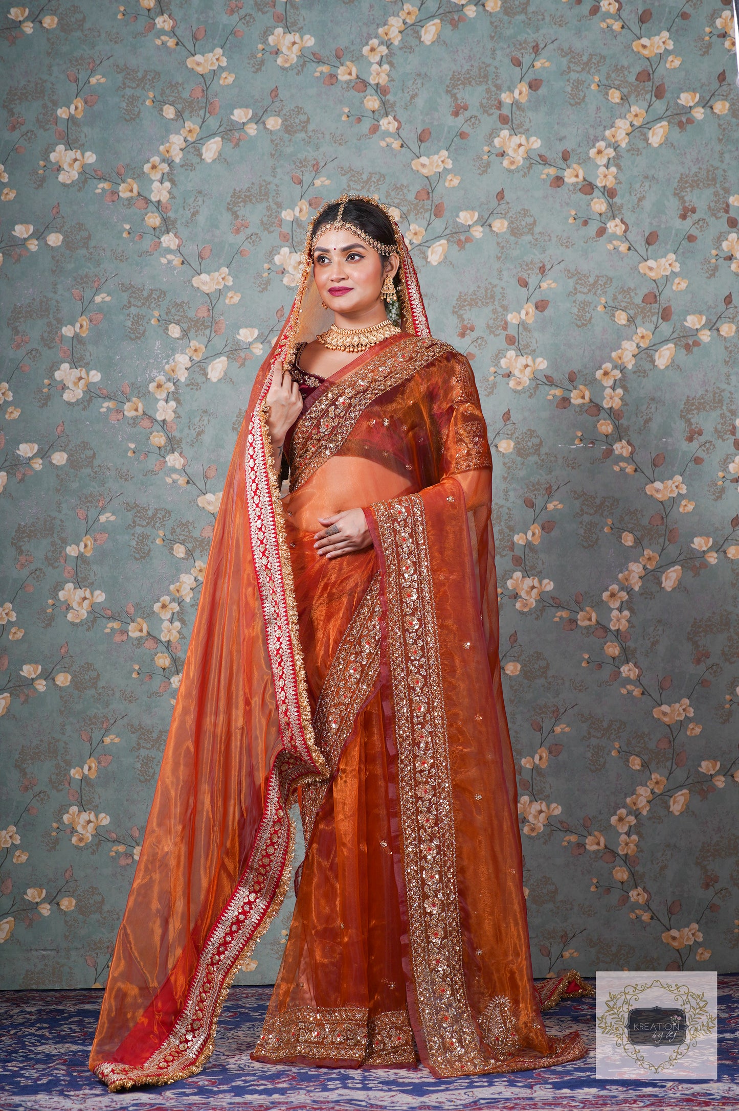 Molten Copper Glass Tissue Prajoti saree