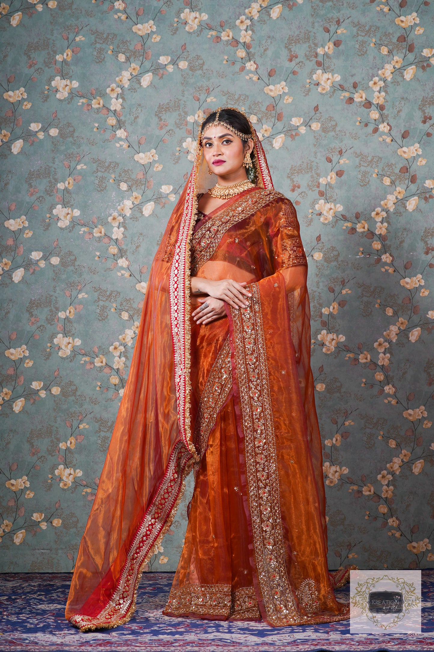 Molten Copper Glass Tissue Prajoti saree