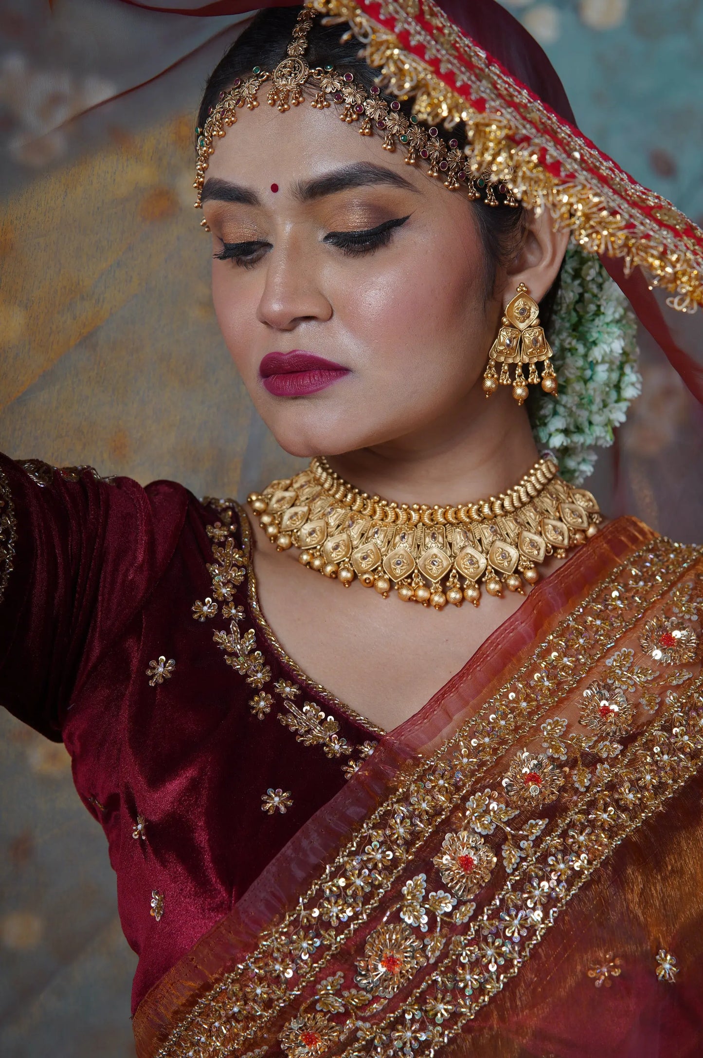 Molten Copper Glass Tissue Prajoti saree kreationbykj