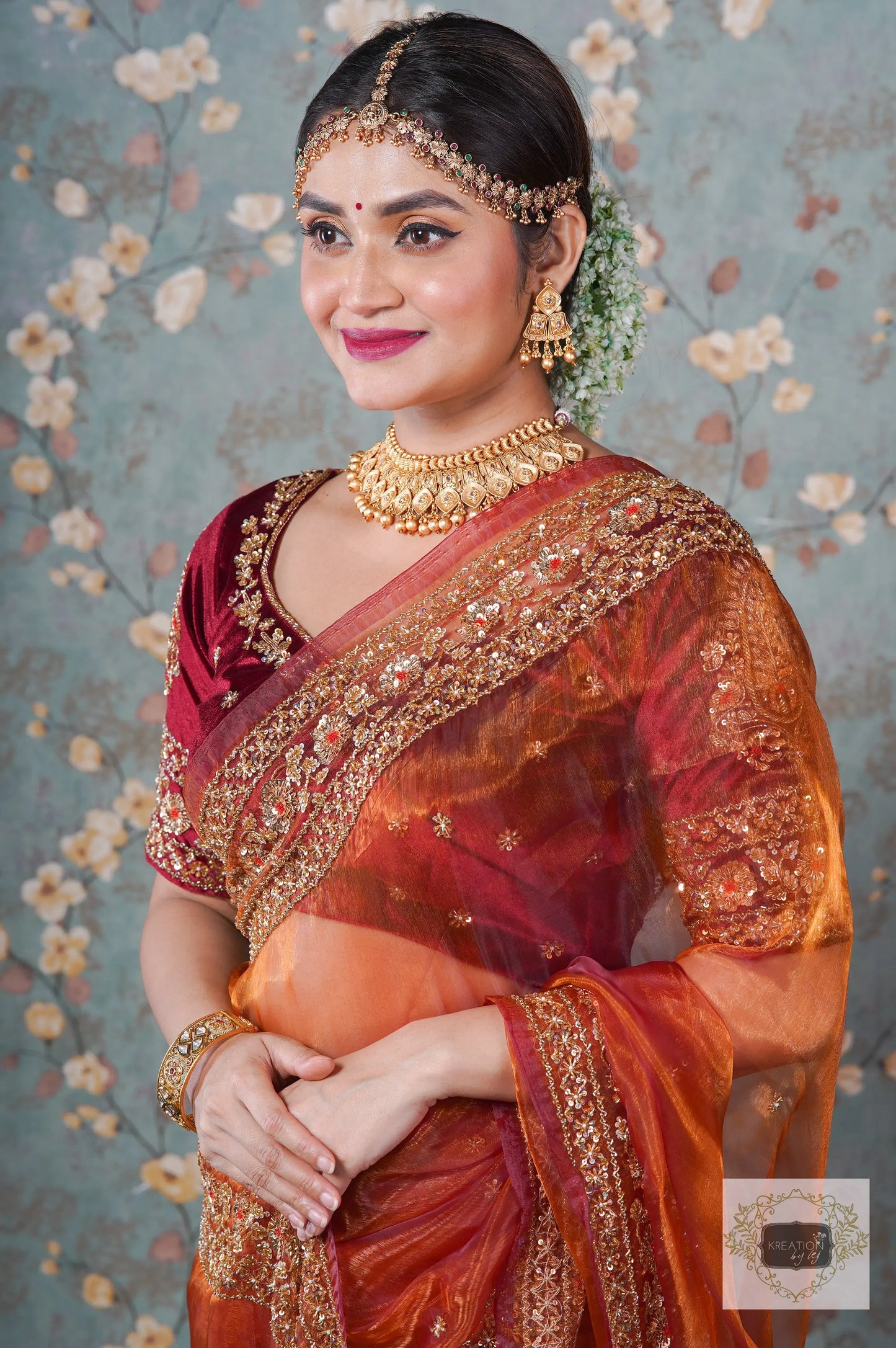 Molten Copper Glass Tissue Prajoti saree kreationbykj