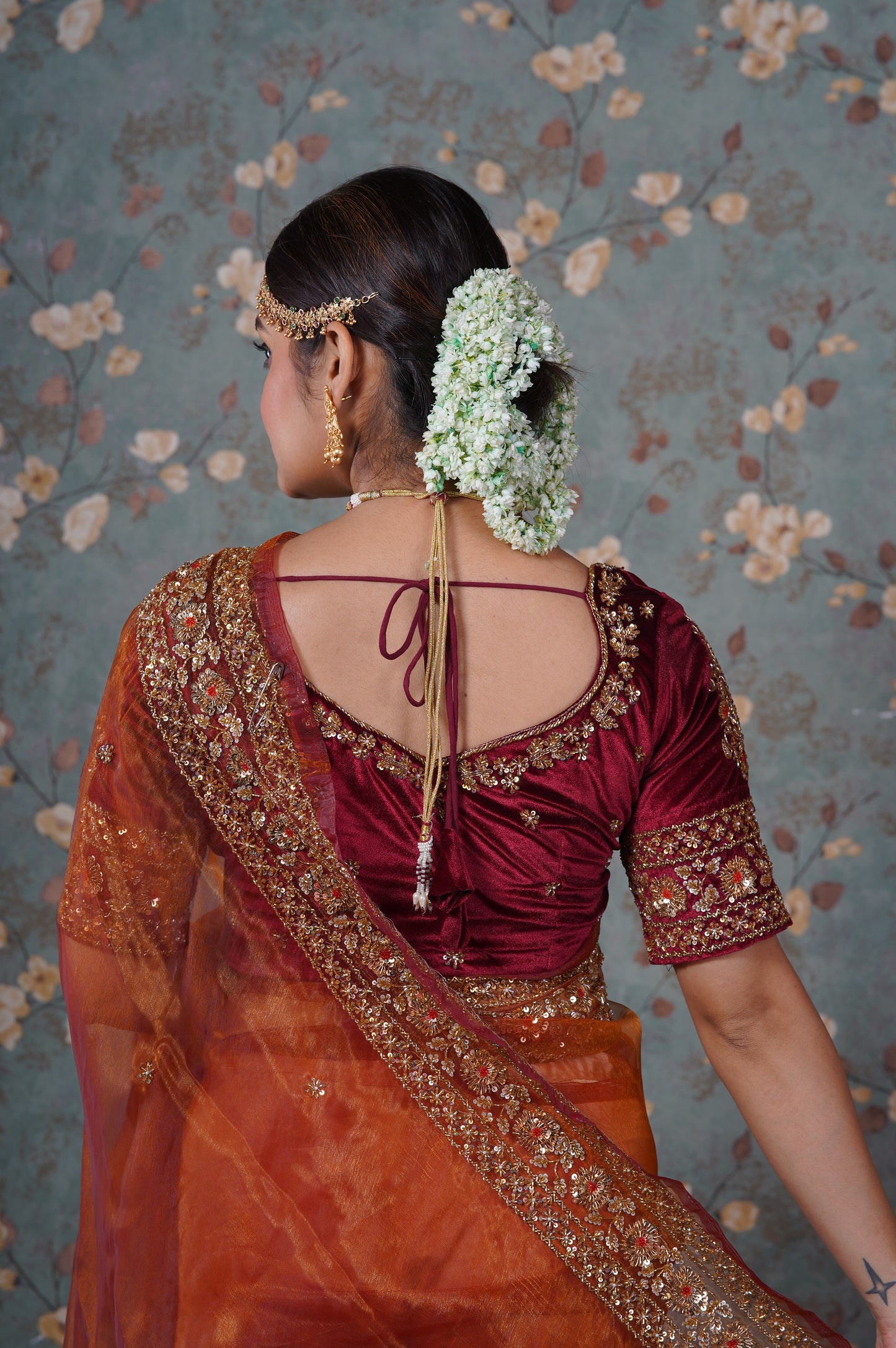 Molten Copper Glass Tissue Prajoti saree