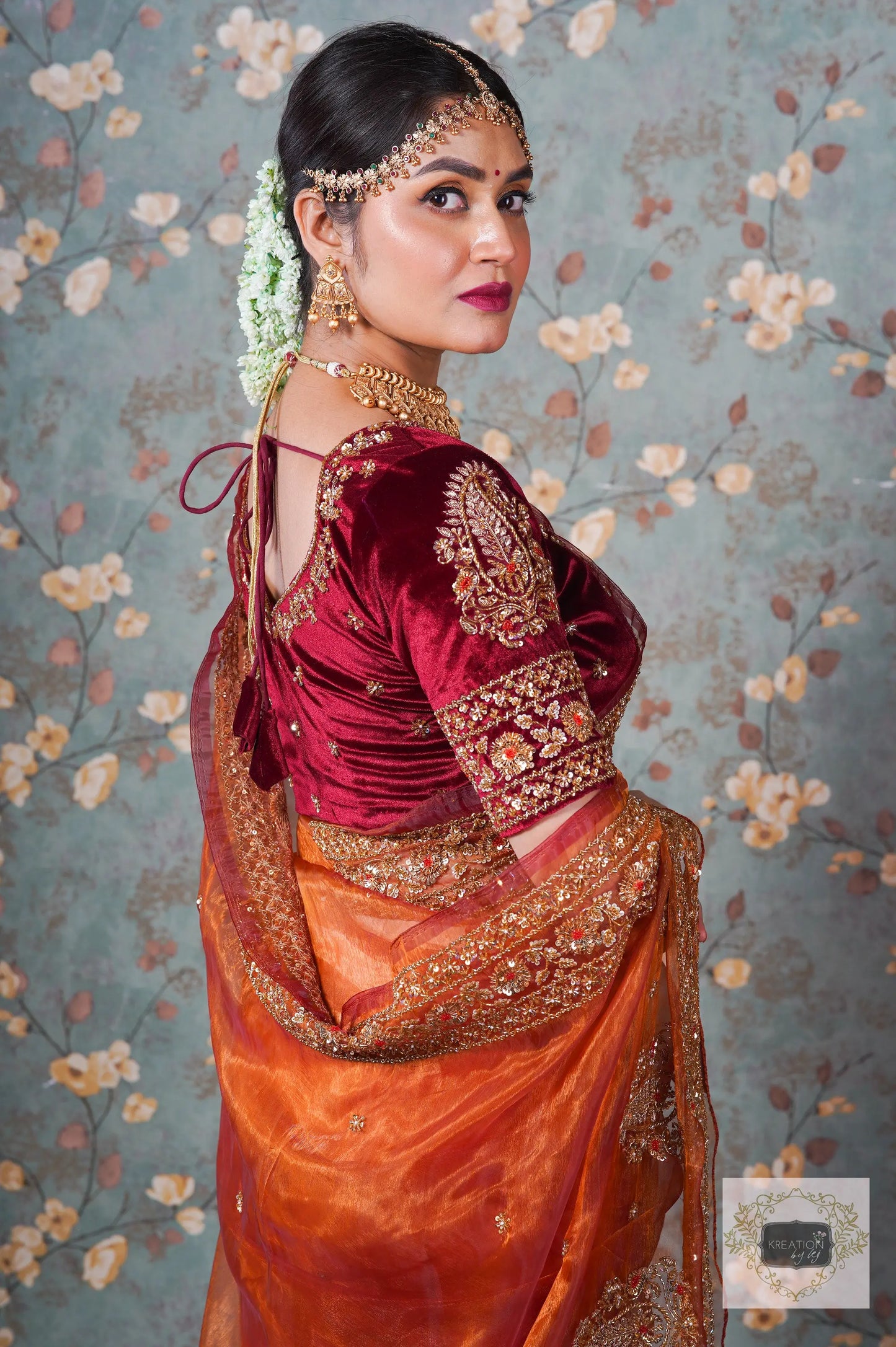 Molten Copper Glass Tissue Prajoti saree kreationbykj
