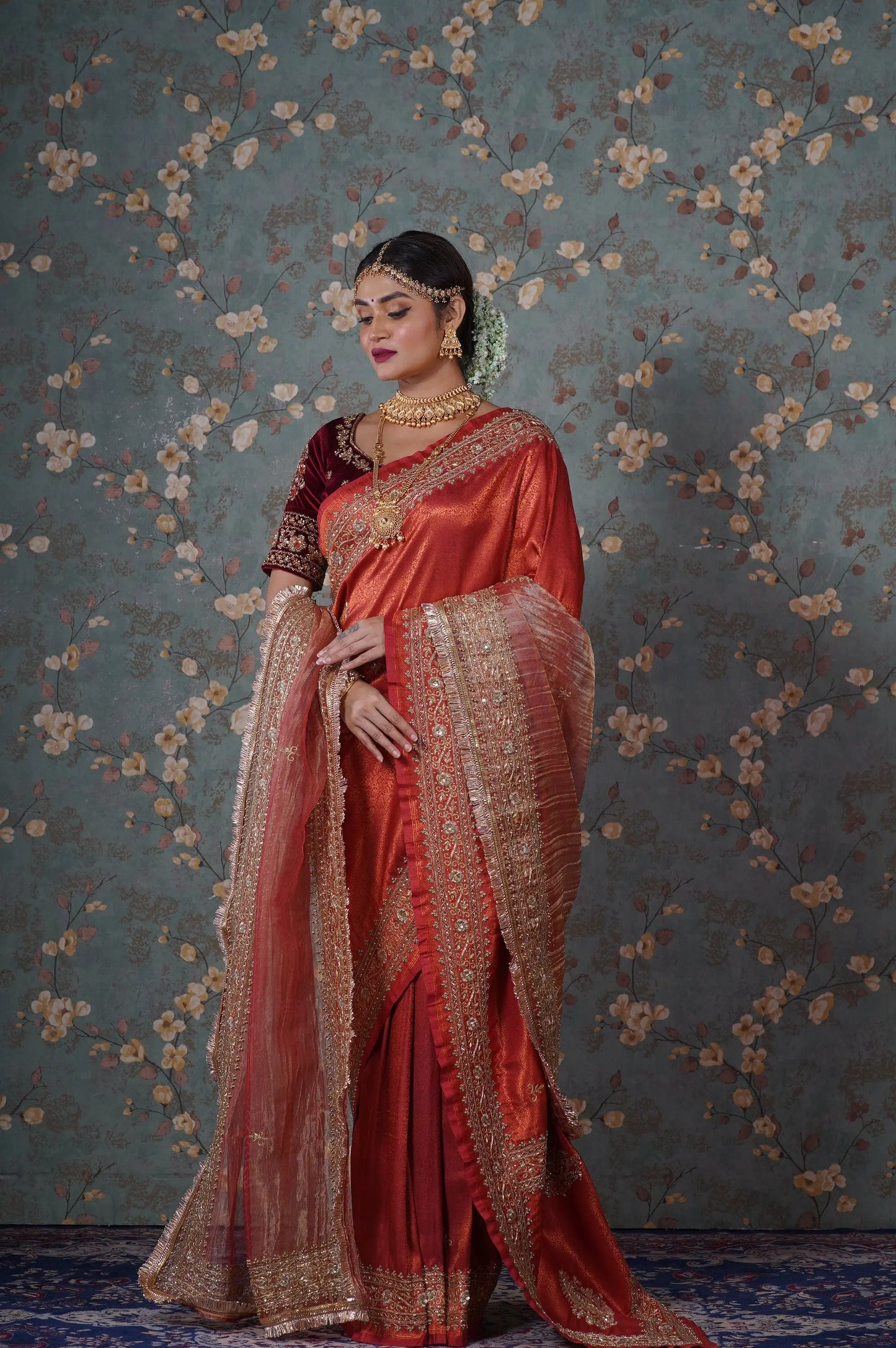 Copper Bridal Zarina Handembroidered Dupatta kreationbykj
