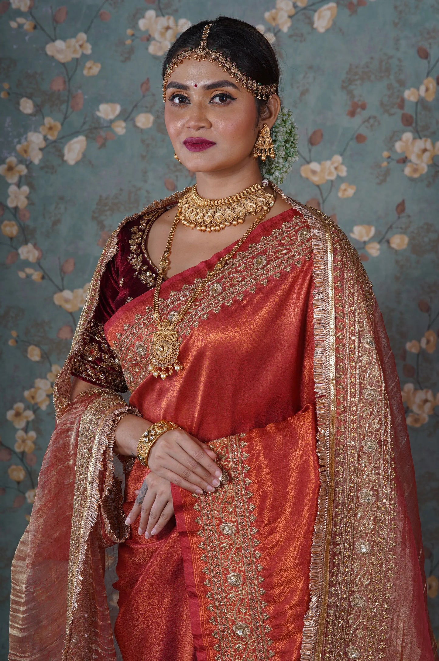 Copper Bridal Zarina Handembroidered Dupatta kreationbykj