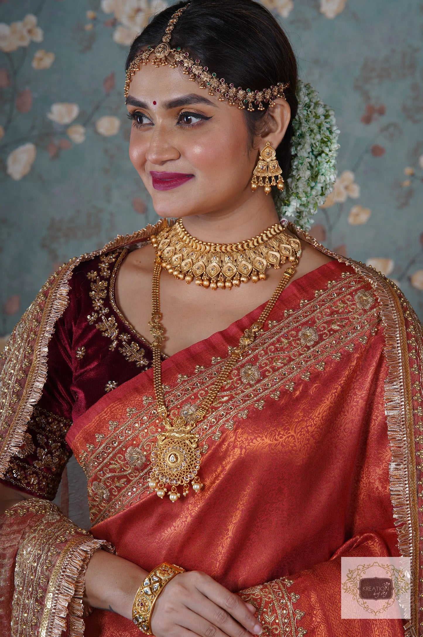 Rust Banarasi Zarina Saree kreationbykj