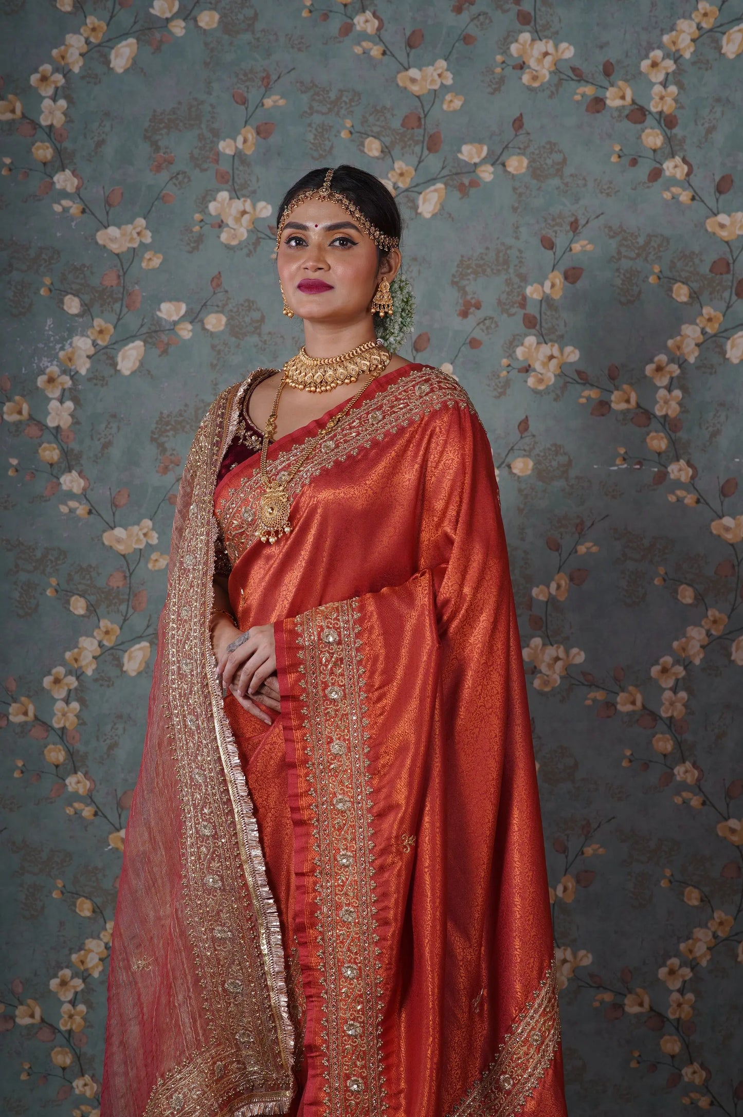 Copper Bridal Zarina Handembroidered Dupatta kreationbykj