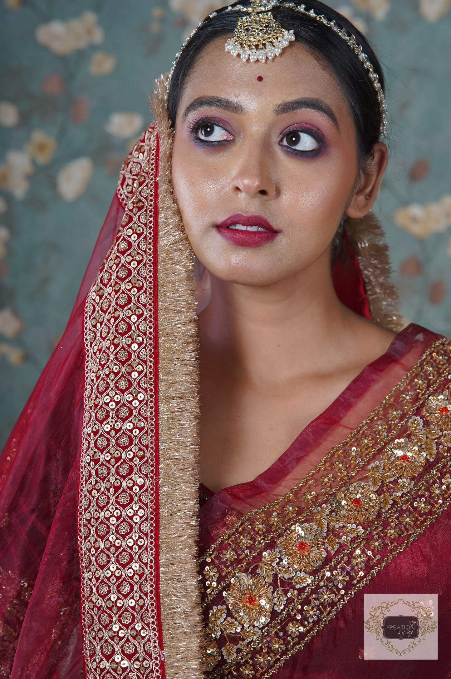 Red Glass Tissue Bridal Veil kreationbykj