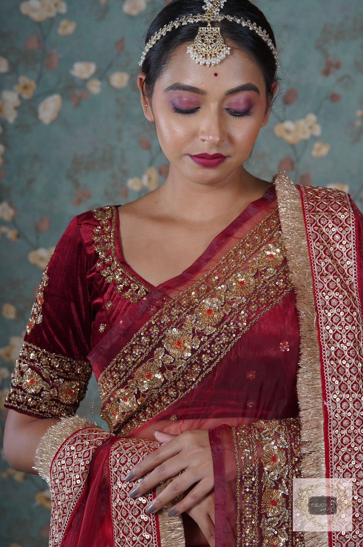 Red Glass Tissue Bridal Veil kreationbykj