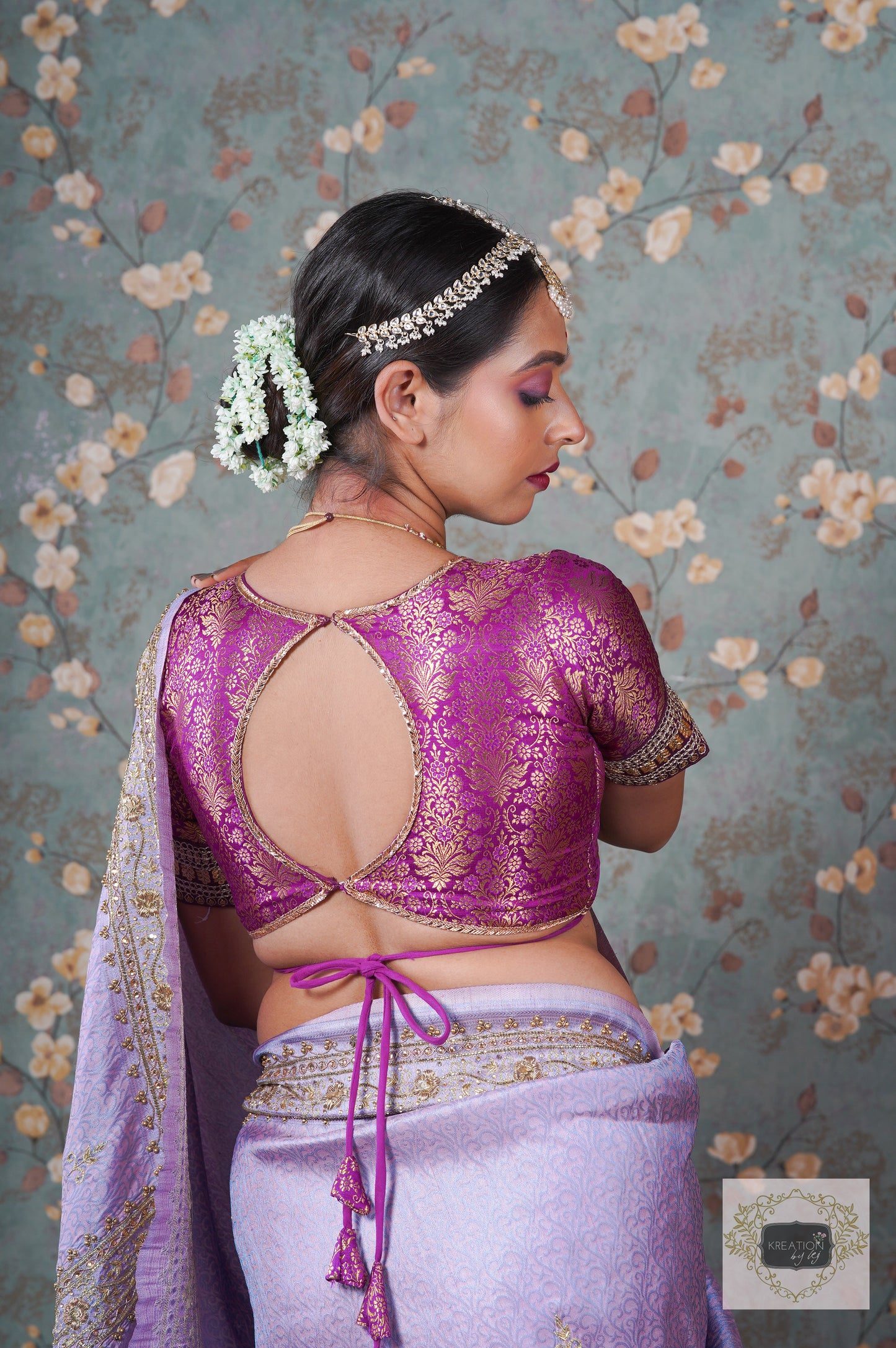 Purple Brocade Choli Blouse