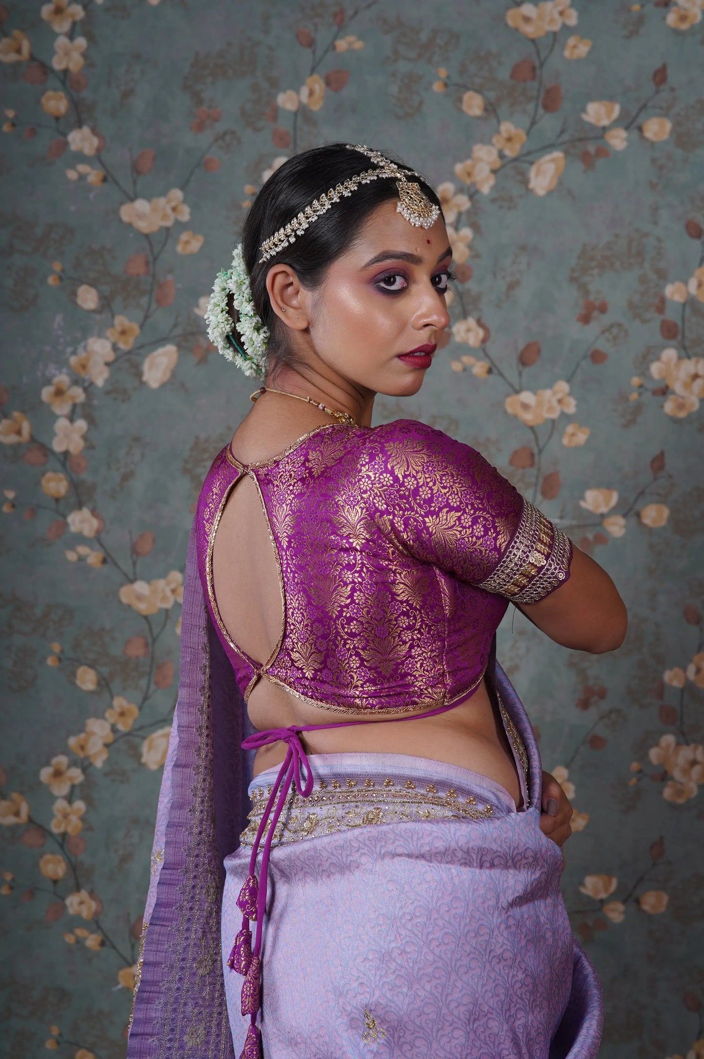 Purple Brocade Choli Blouse kreationbykj