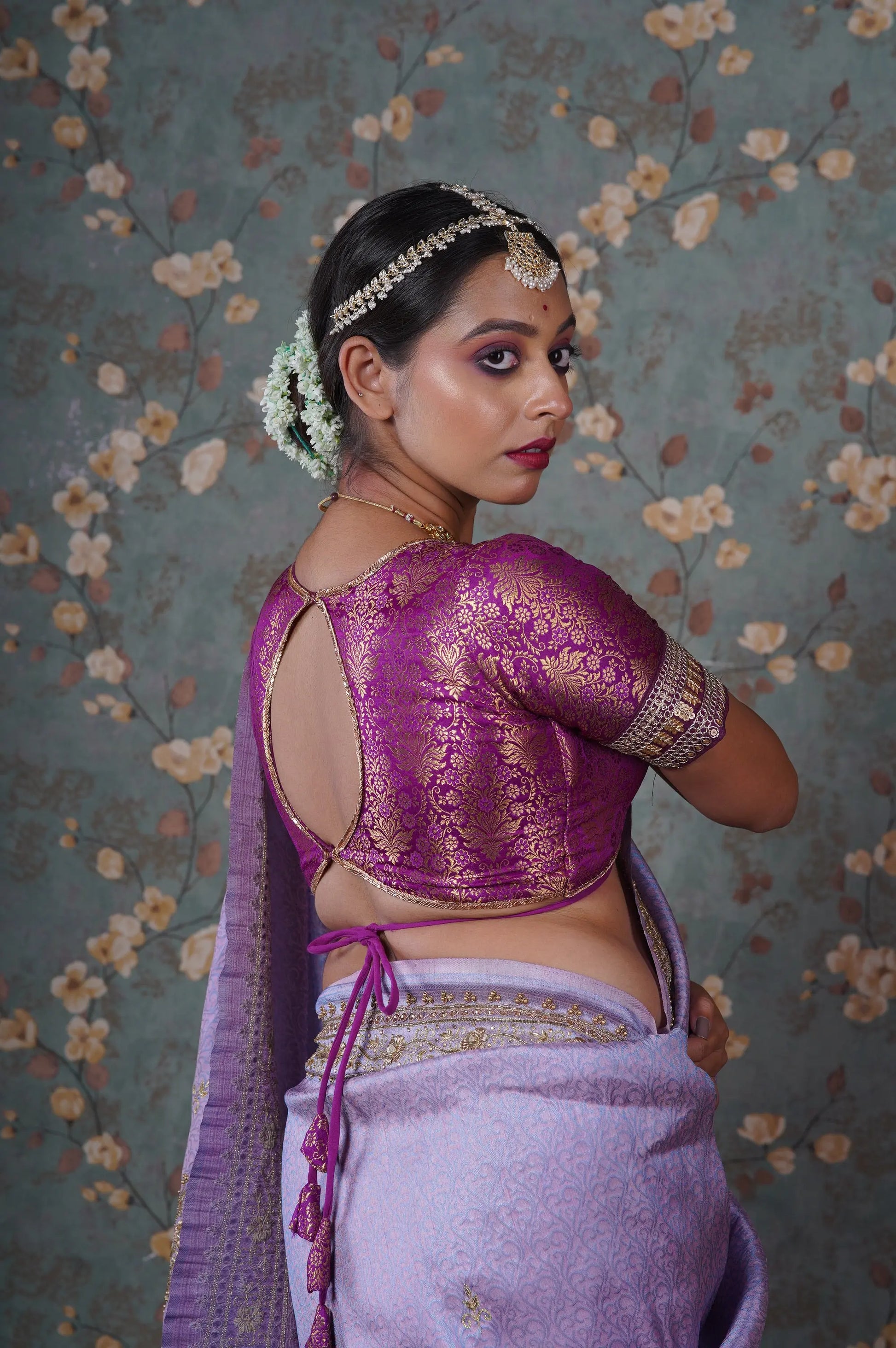 Purple Brocade Choli Blouse kreationbykj