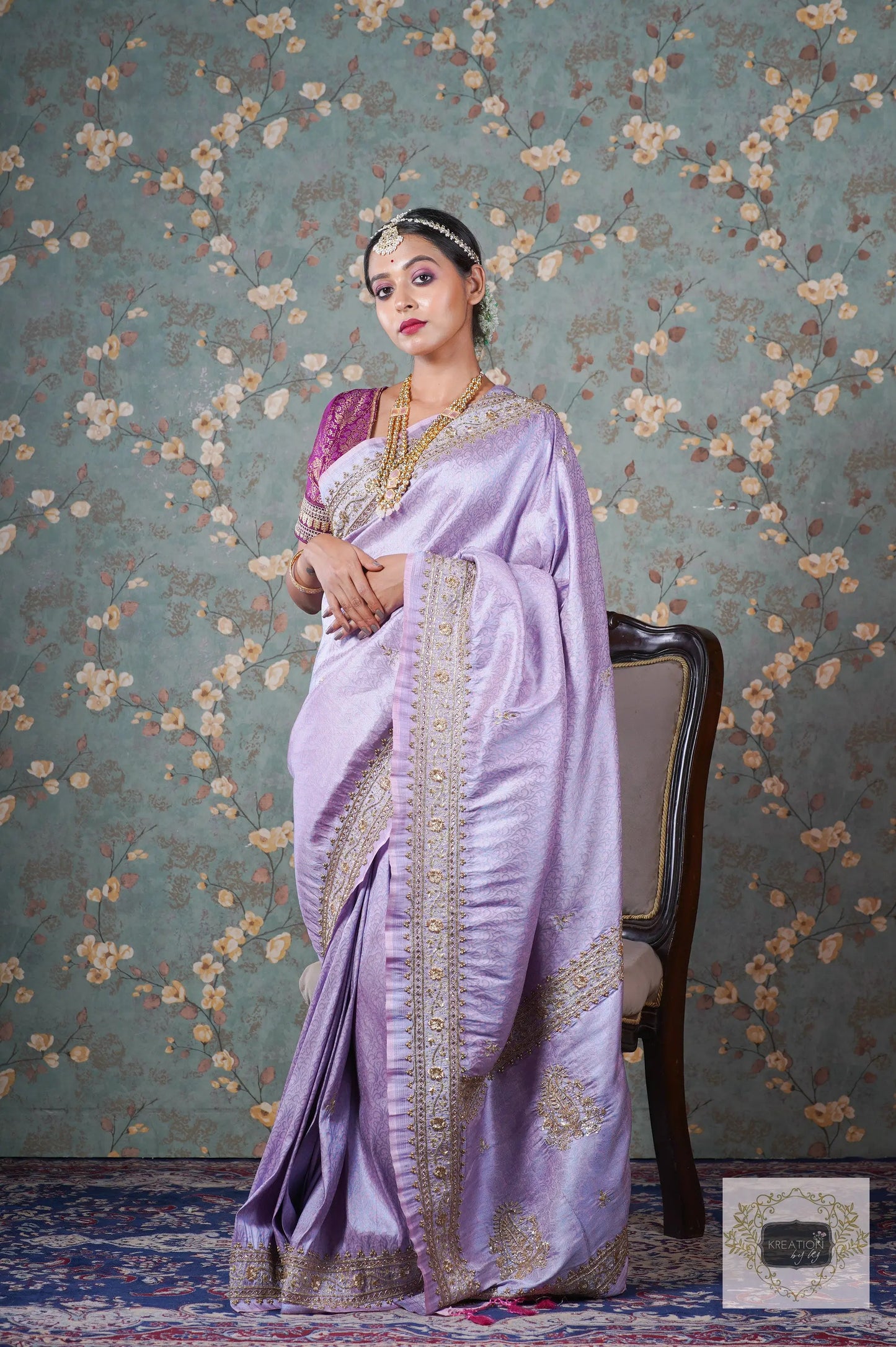 Lavender Banarasi Zarina Saree kreationbykj