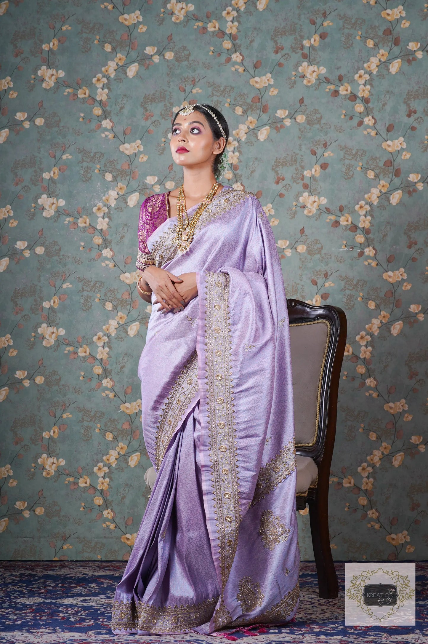 Lavender Banarasi Zarina Saree kreationbykj