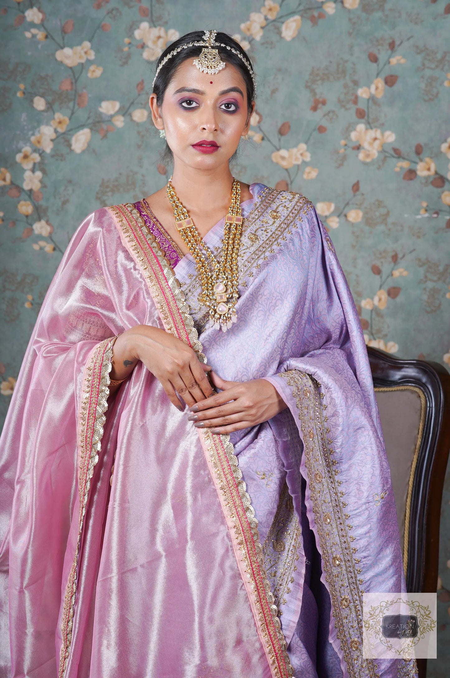 Lavender Banarasi Zarina Saree kreationbykj