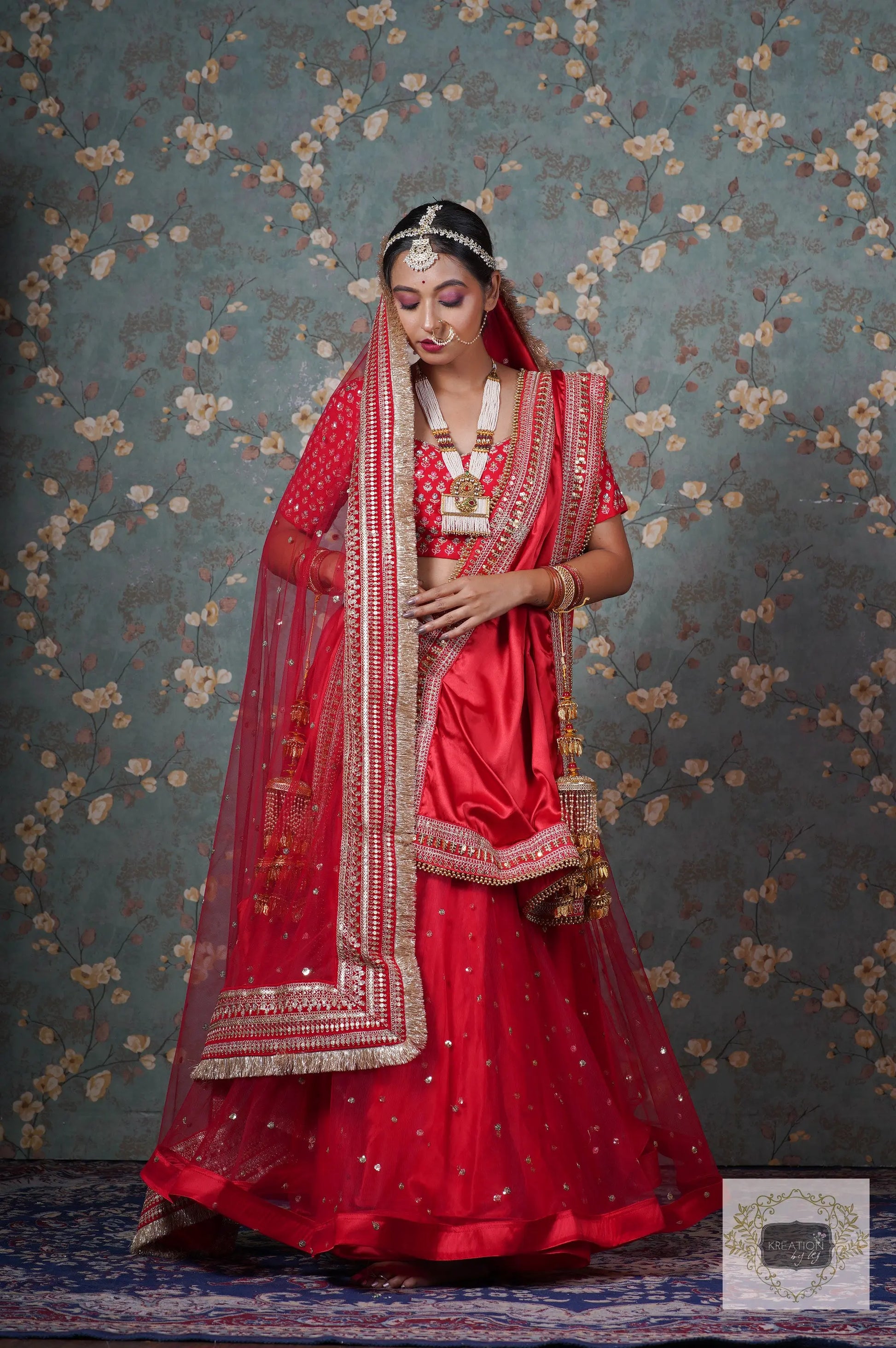 Sada Suhagan Red Net Bridal Veil kreationbykj