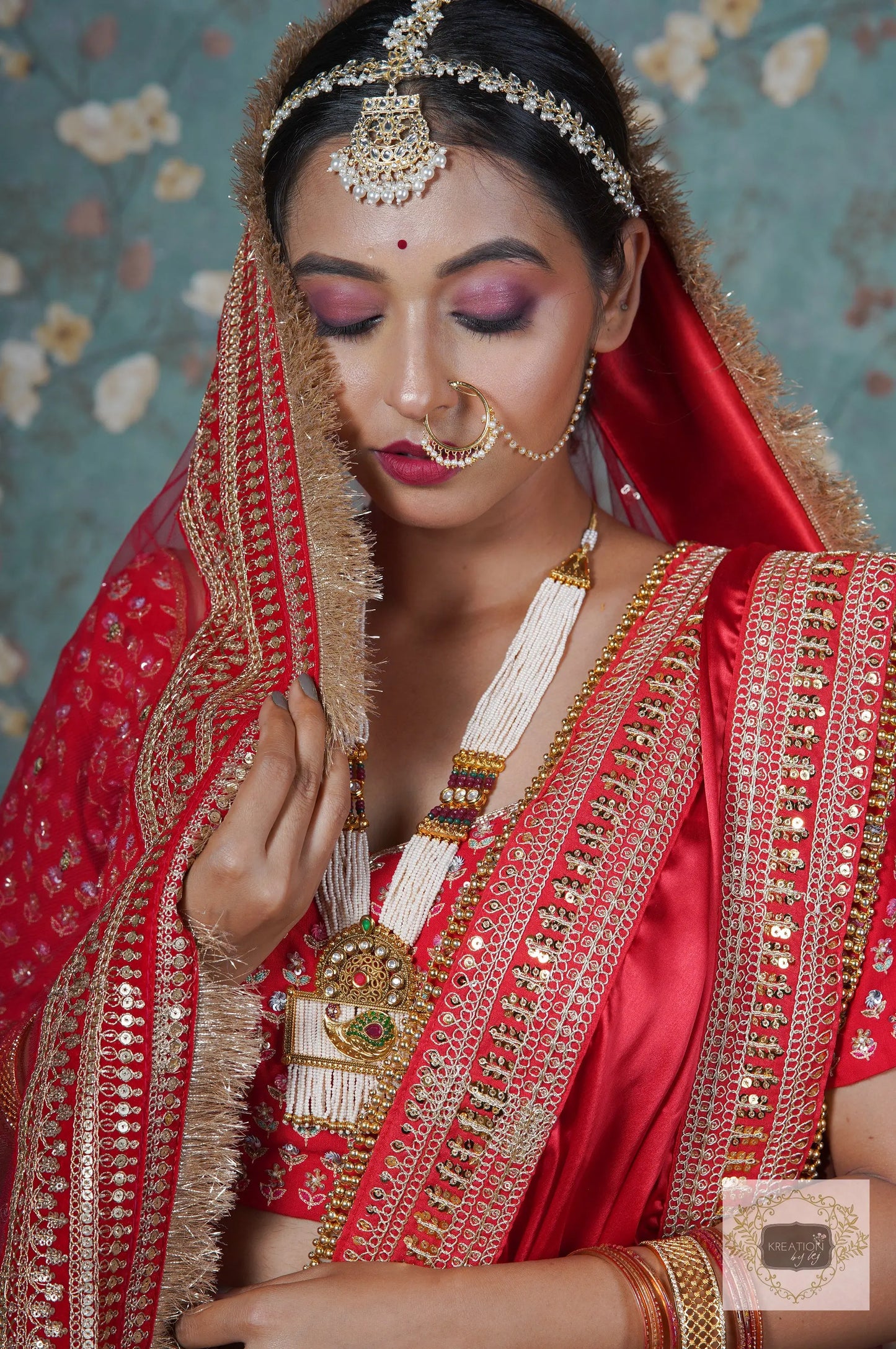 Sada Suhagan Red Net Bridal Veil kreationbykj