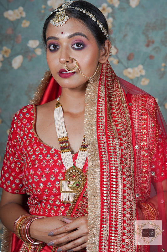 Sada Suhagan Red Net Bridal Veil kreationbykj