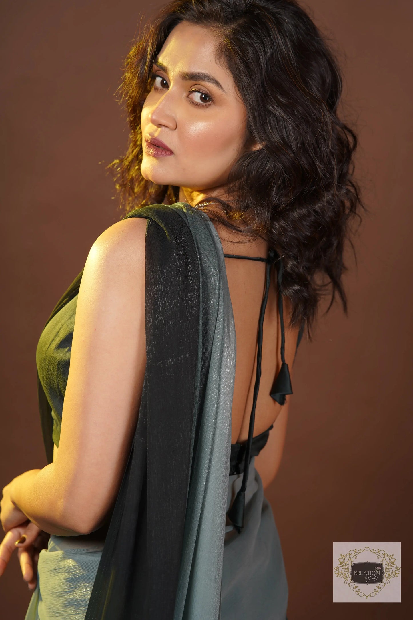 Cloudy Nights Crushed Organza Ombré Cocktail Saree kreationbykj