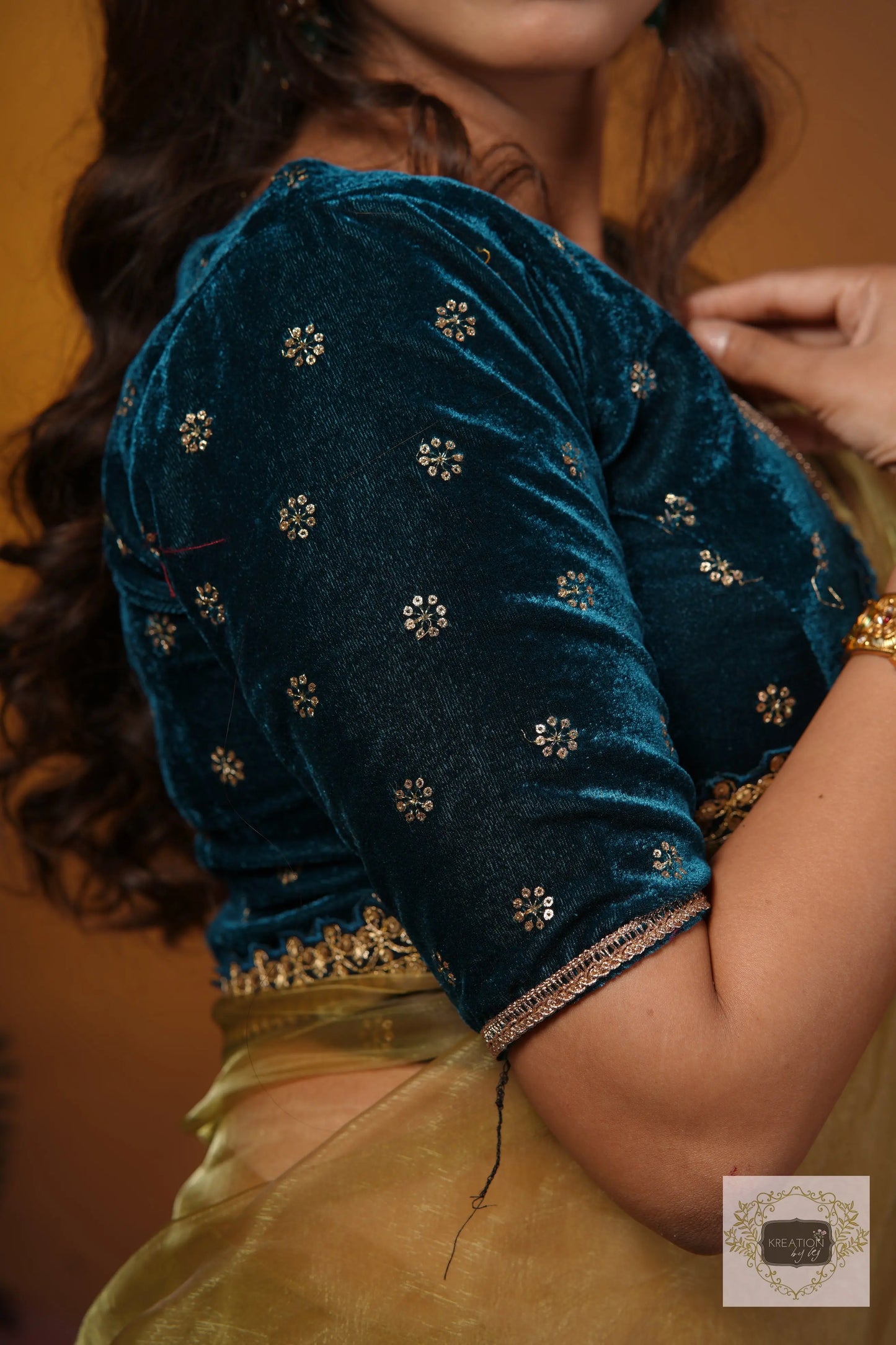 Teal Velvet Blouse kreationbykj