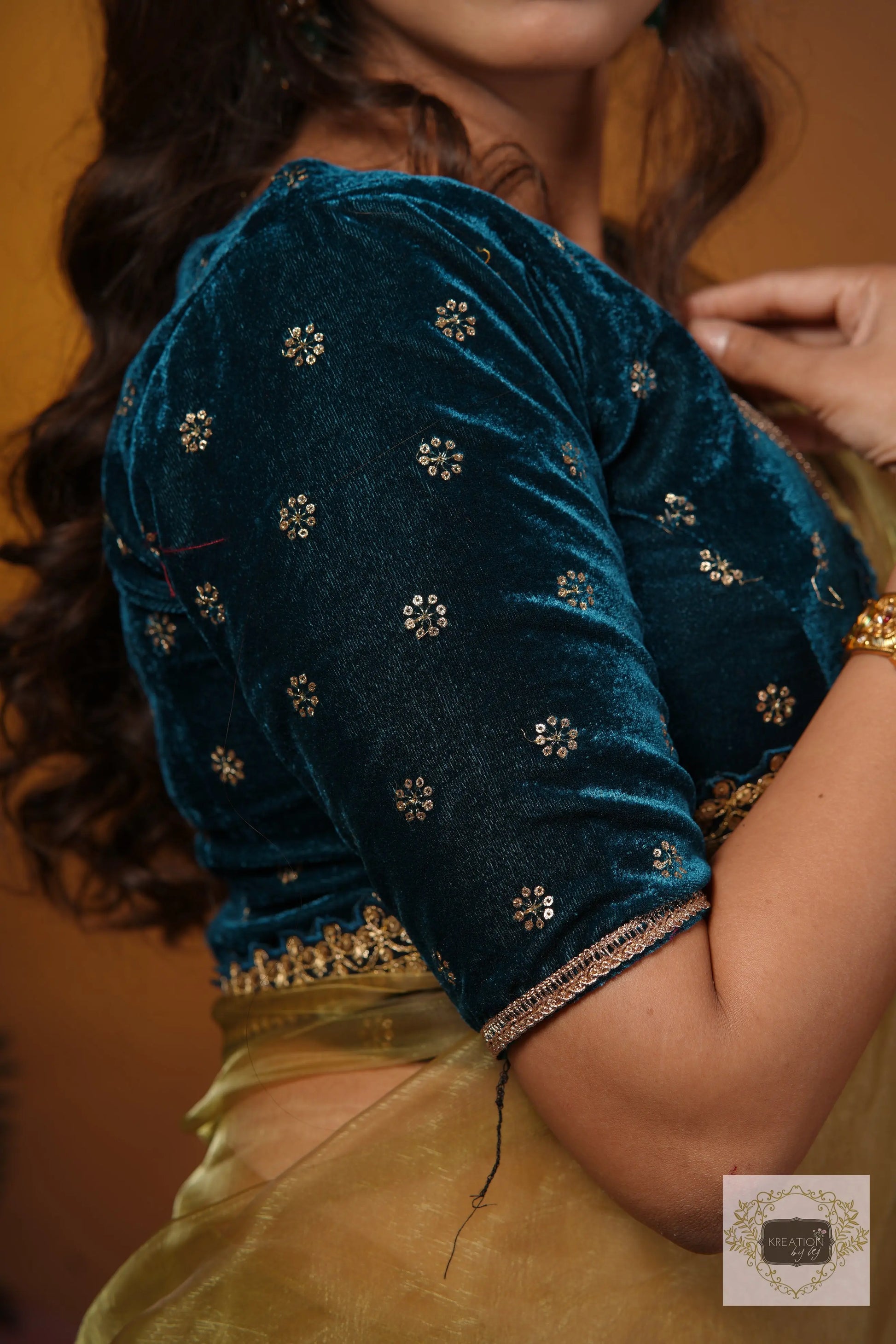 Teal Velvet Blouse kreationbykj