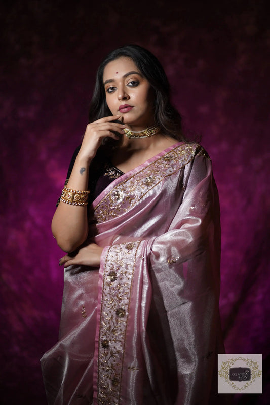 Pink Tissue Anaya Saree kreationbykj