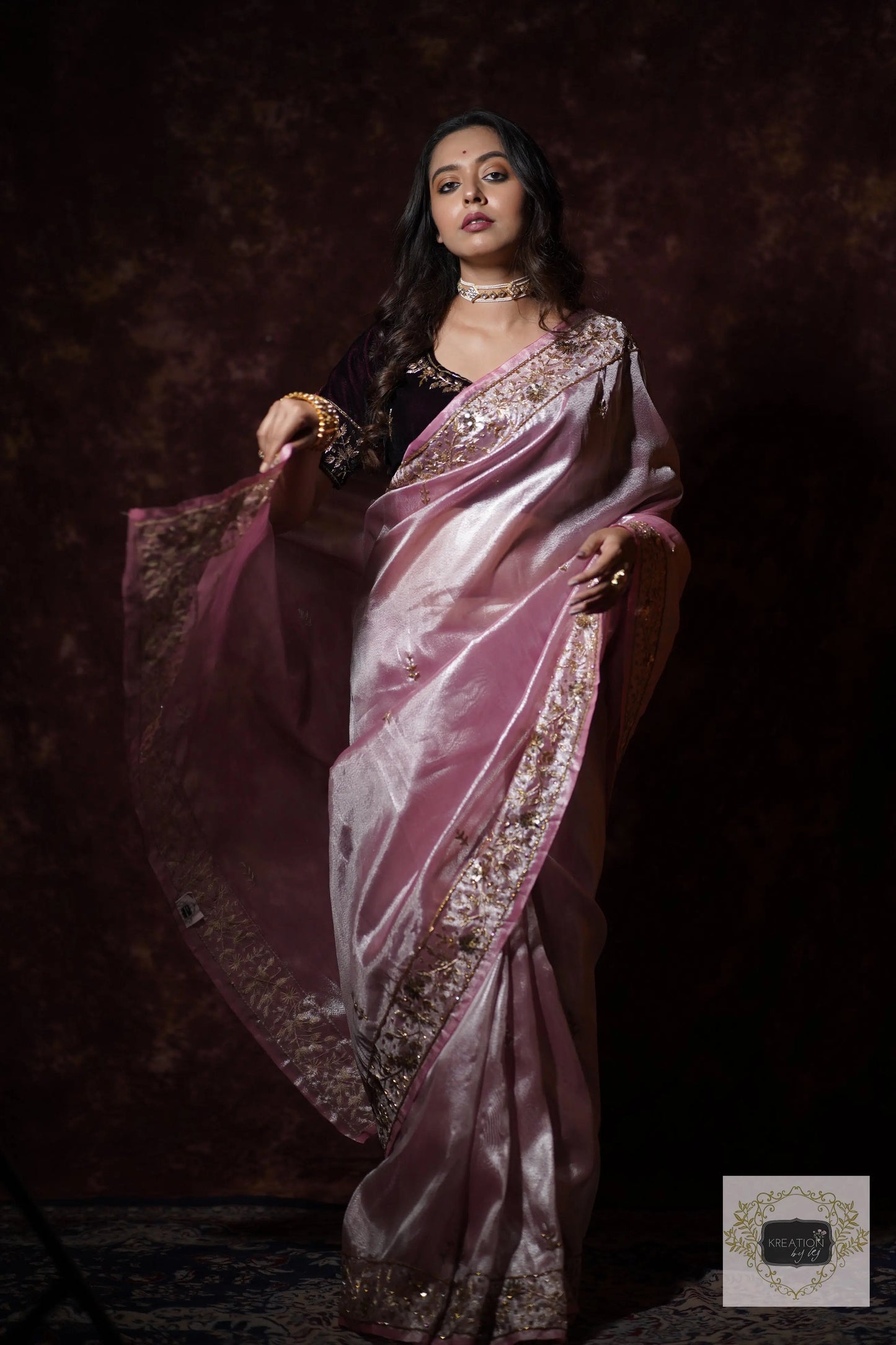 Pink Tissue Anaya Saree kreationbykj