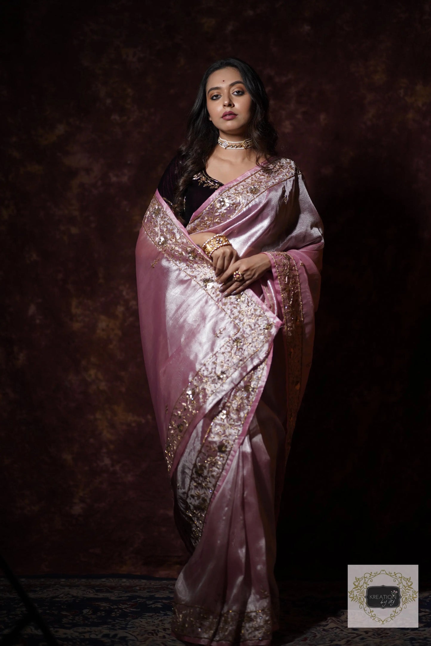 Pink Tissue Anaya Saree kreationbykj