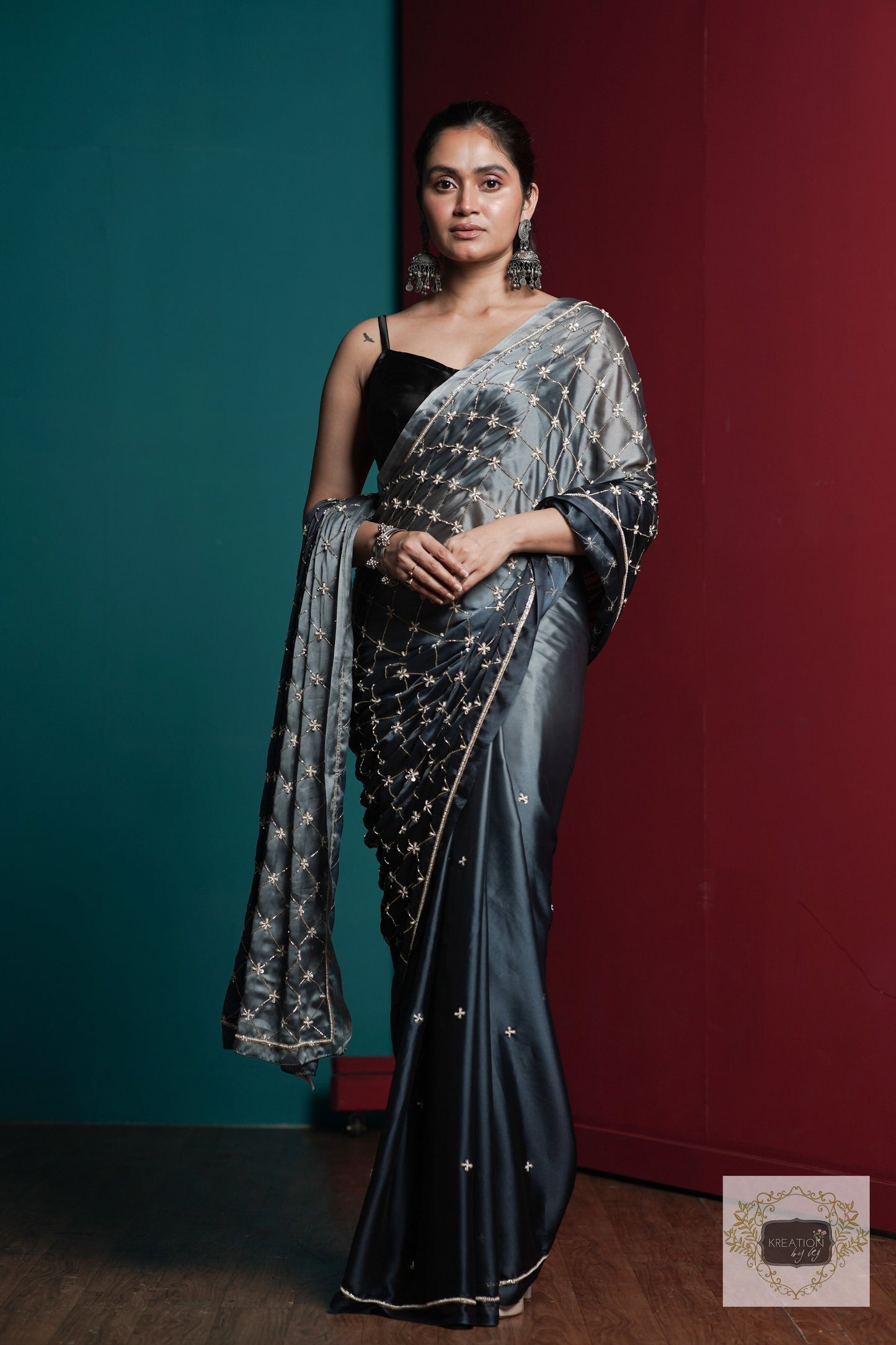 Badra Bahar Ombre Cutdana Jaal Saree kreationbykj