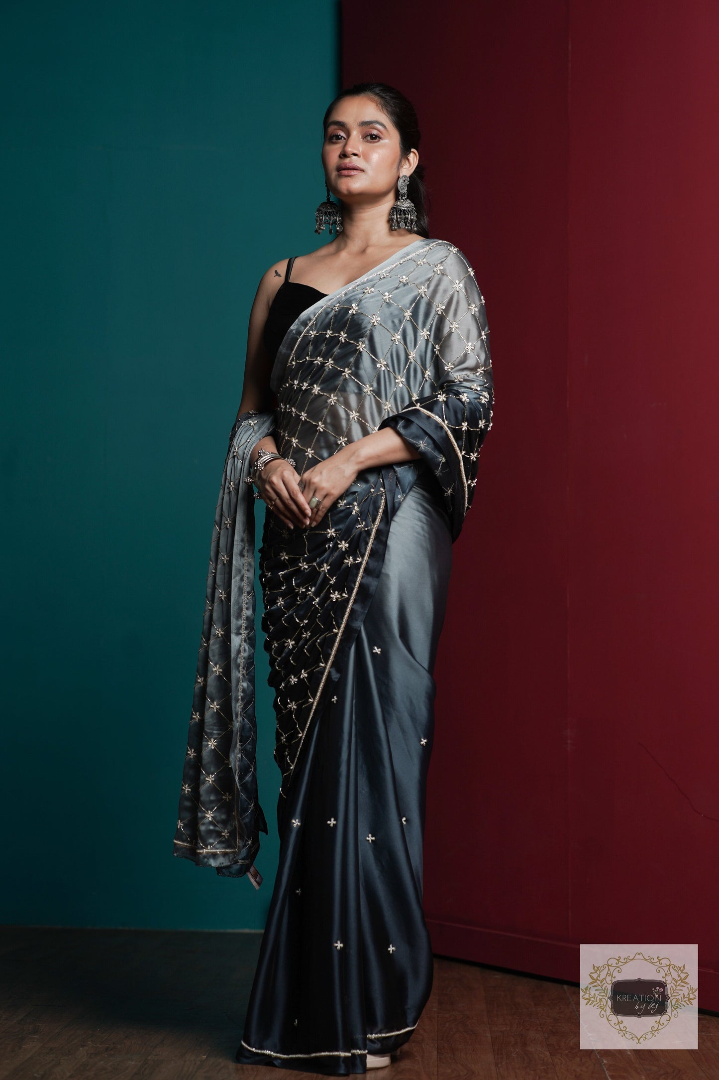 Badra Bahar Ombre Cutdana Jaal Saree kreationbykj