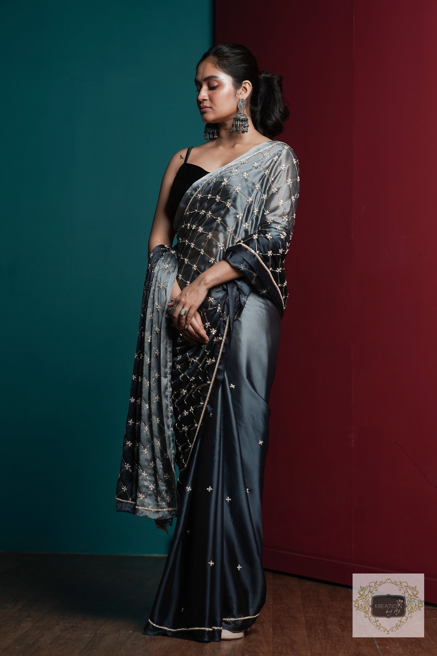 Badra Bahar Ombre Cutdana Jaal Saree kreationbykj
