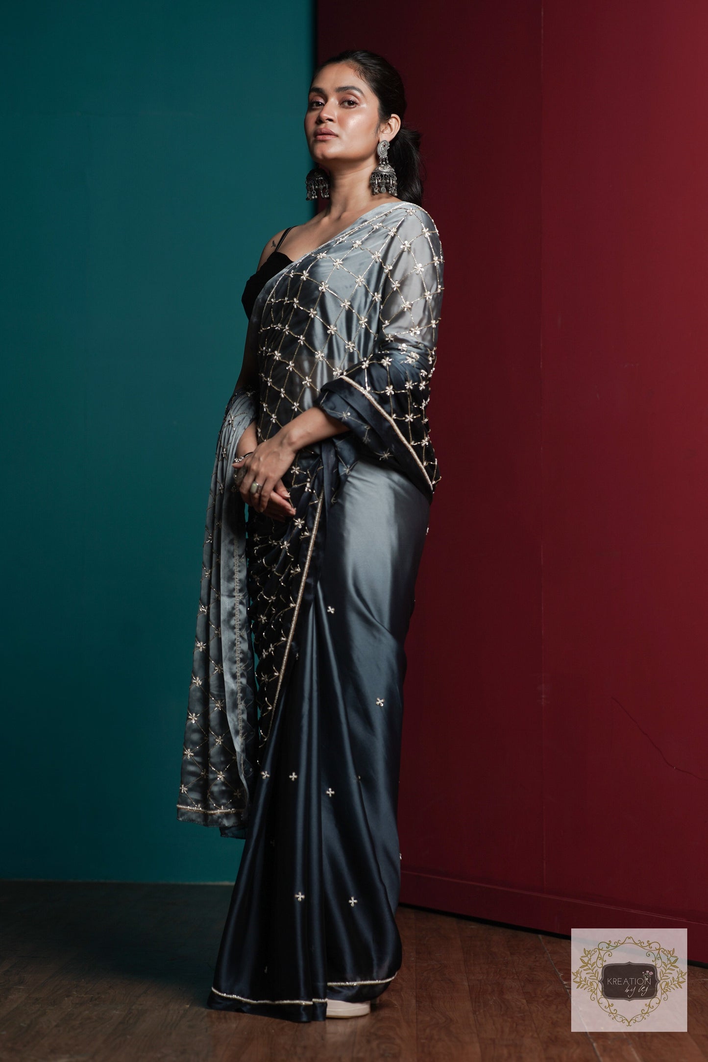 Badra Bahar Ombre Cutdana Jaal Saree kreationbykj