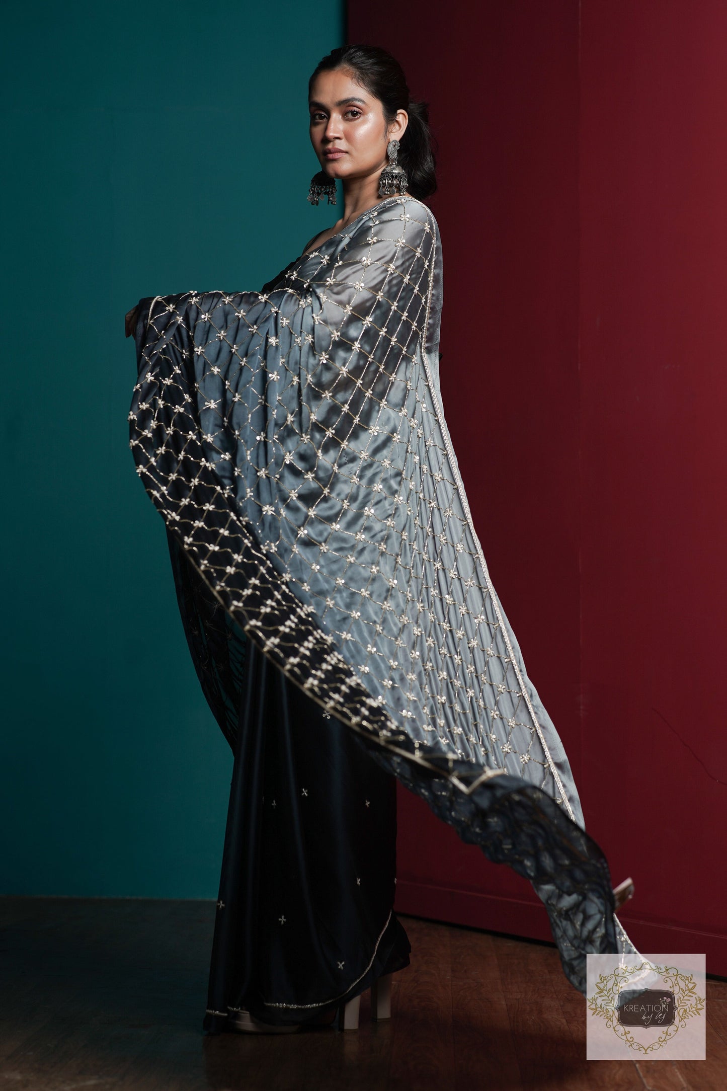 Badra Bahar Ombre Cutdana Jaal Saree kreationbykj