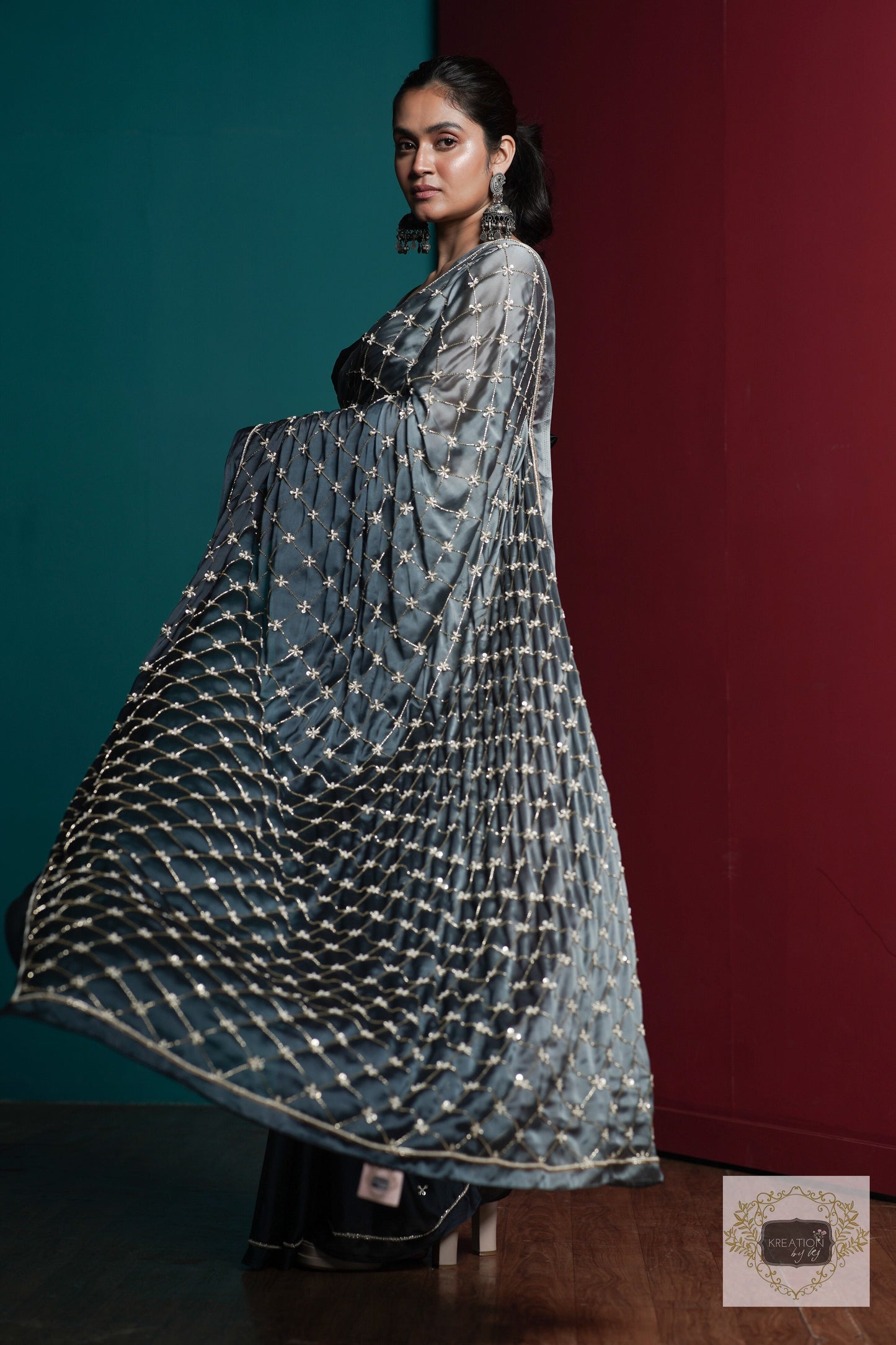 Badra Bahar Ombre Cutdana Jaal Saree kreationbykj