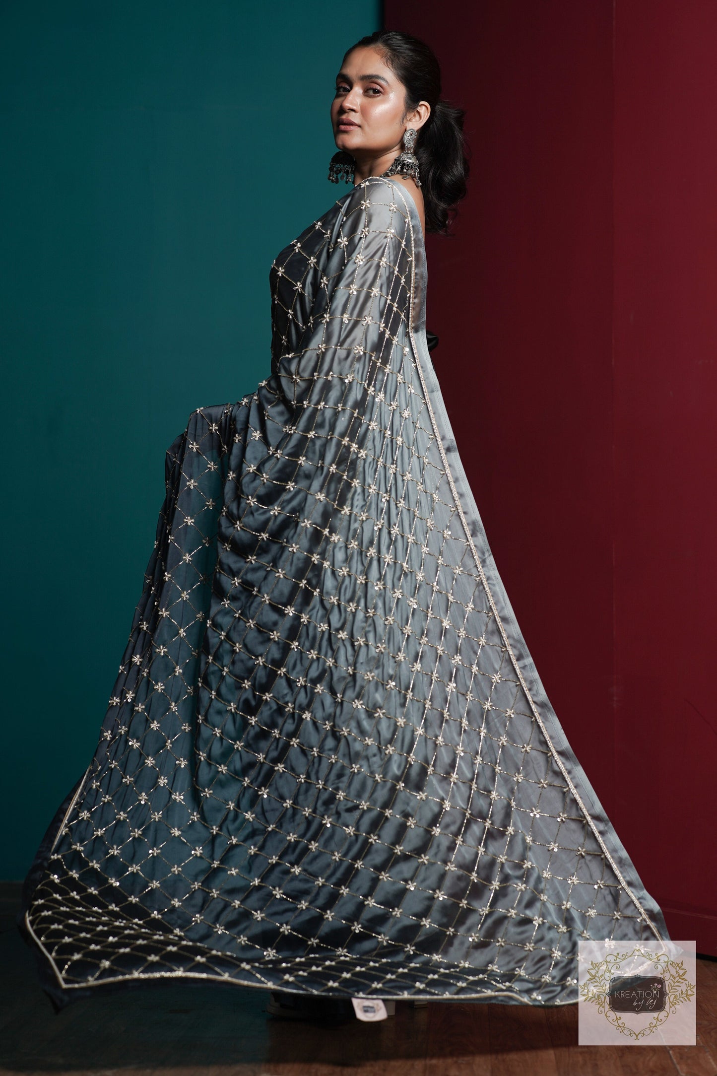 Badra Bahar Ombre Cutdana Jaal Saree kreationbykj