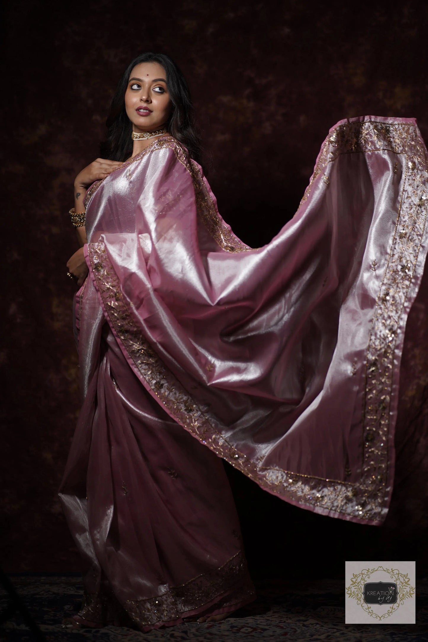 Pink Tissue Anaya Saree kreationbykj