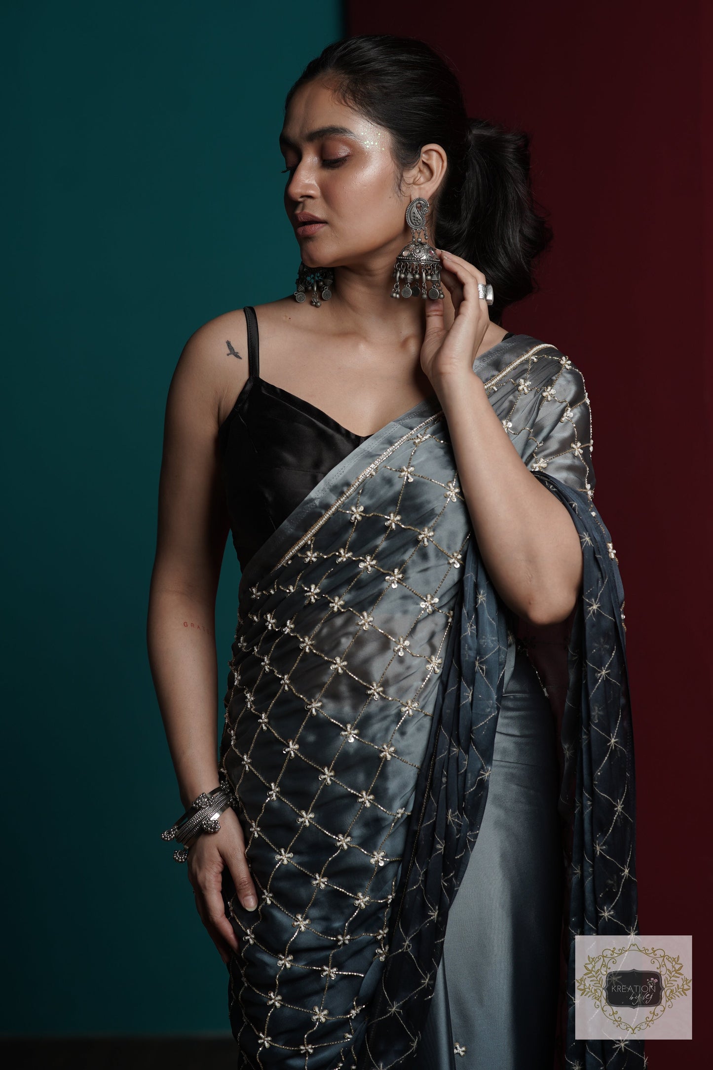 Badra Bahar Ombre Cutdana Jaal Saree kreationbykj