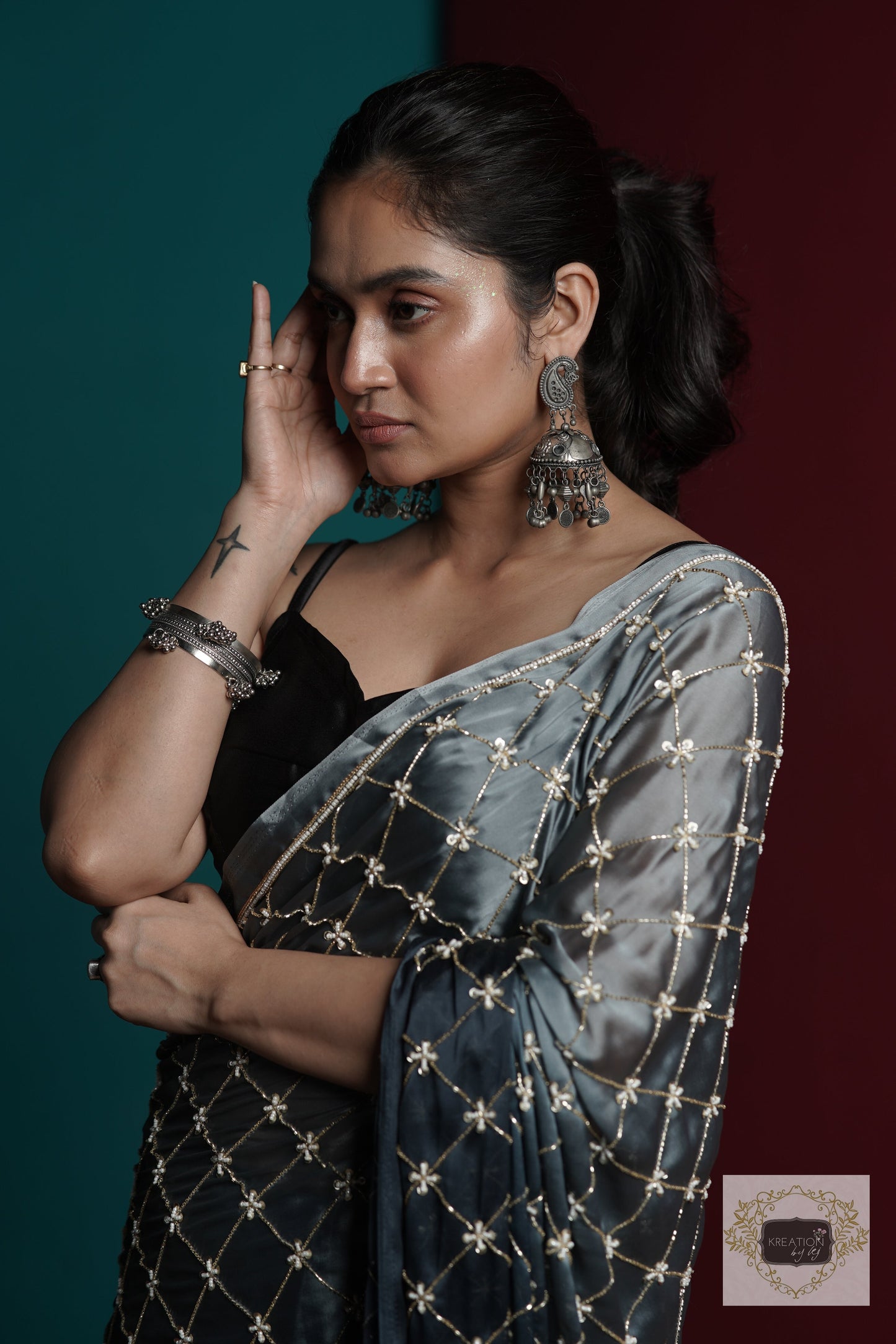 Badra Bahar Ombre Cutdana Jaal Saree kreationbykj