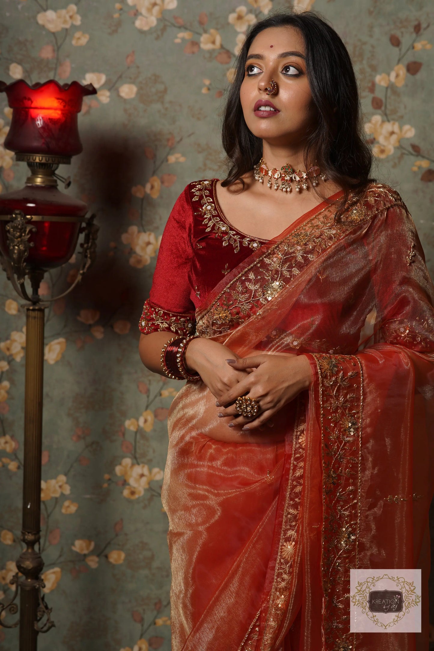 Marigold Glass Tissue Anaya Saree kreationbykj
