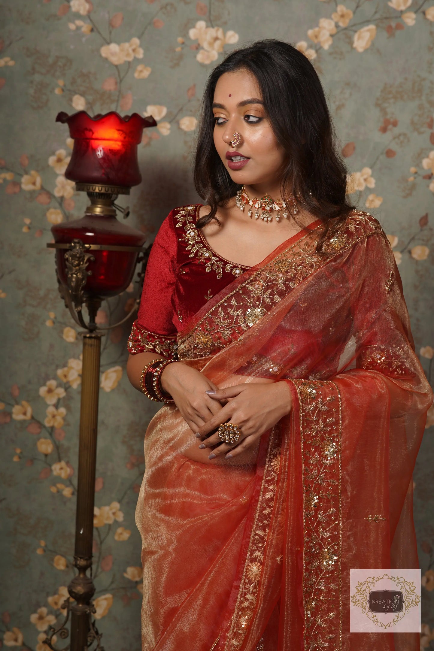Marigold Glass Tissue Anaya Saree kreationbykj