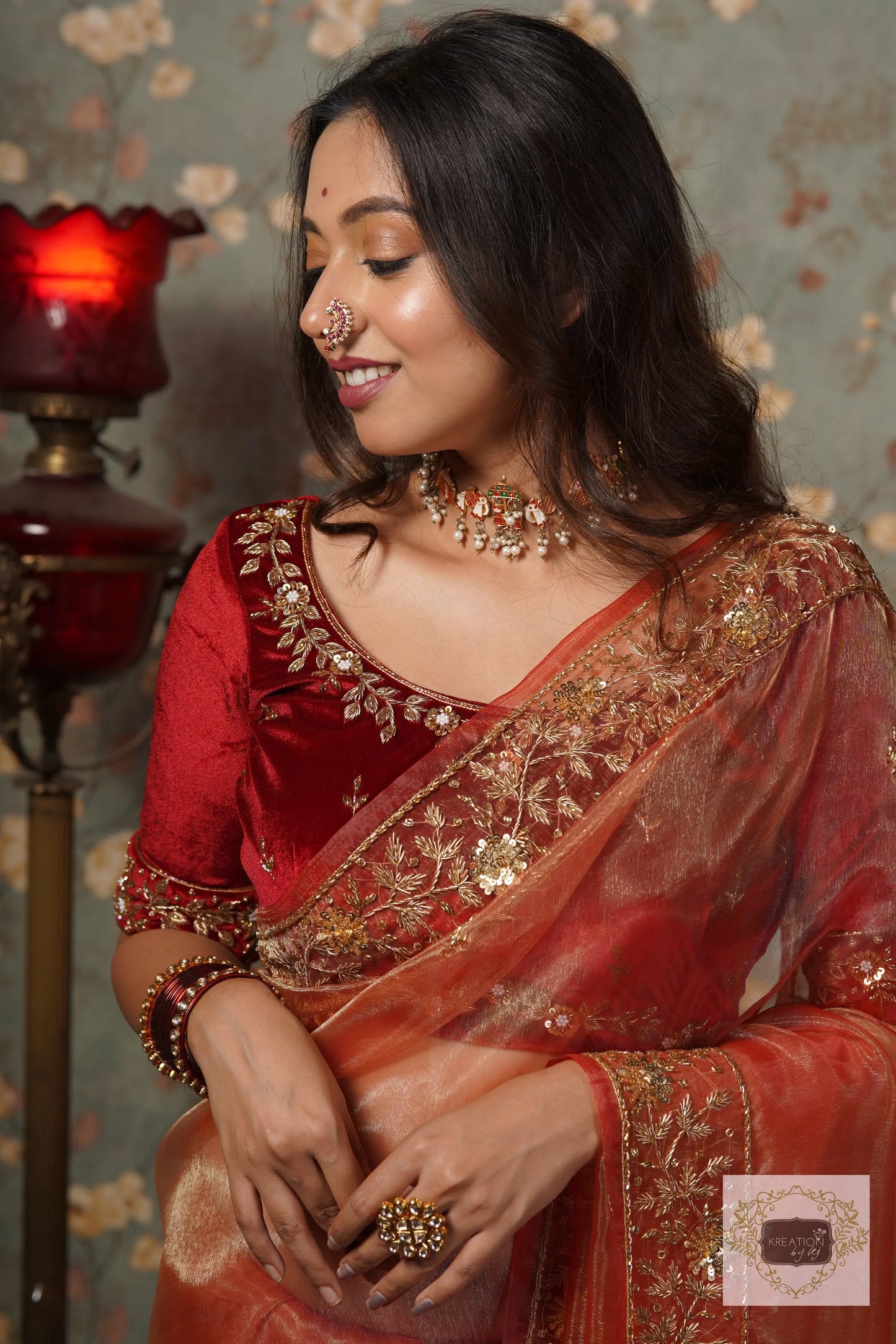 Marigold Glass Tissue Anaya Saree kreationbykj
