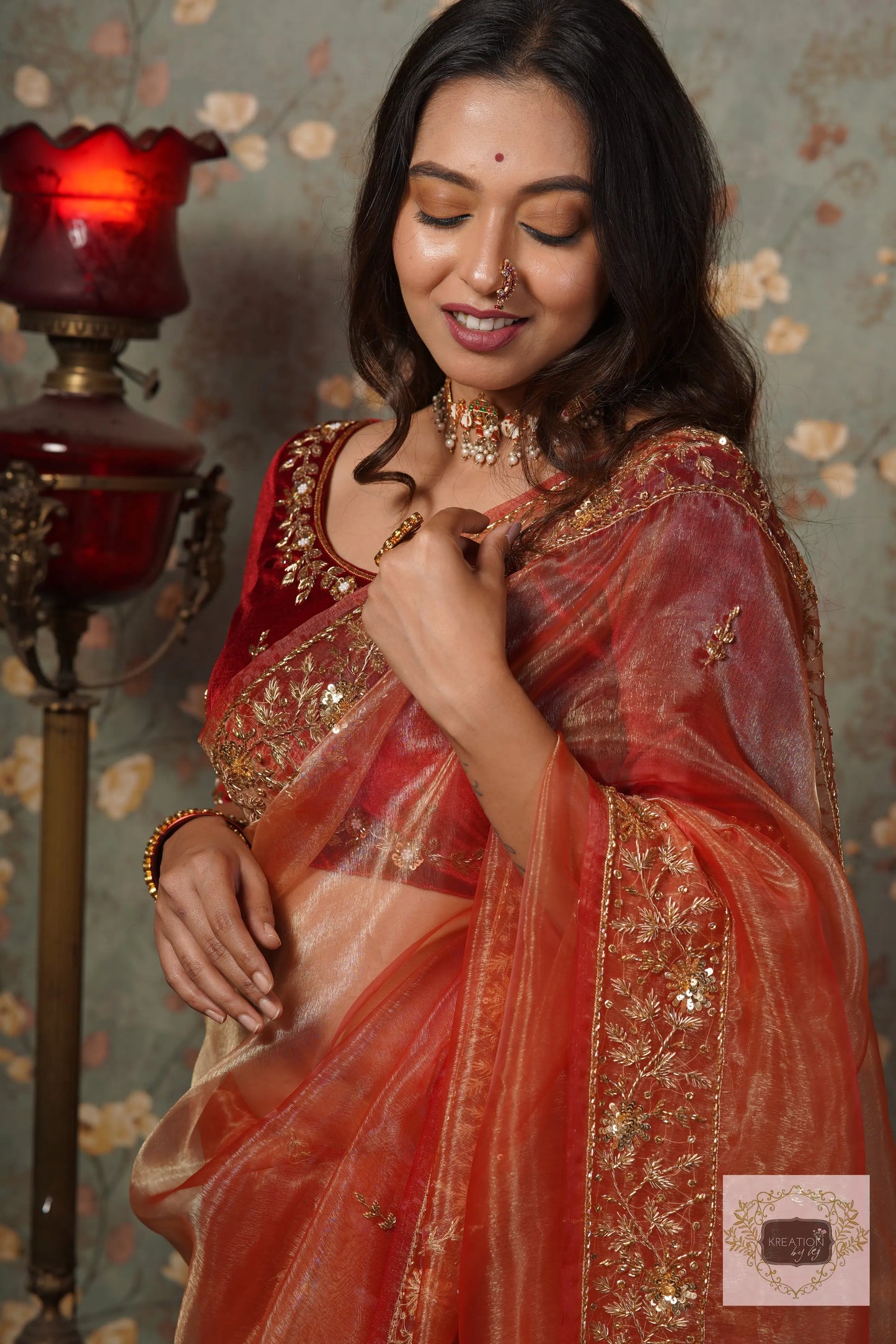 Marigold Glass Tissue Anaya Saree kreationbykj