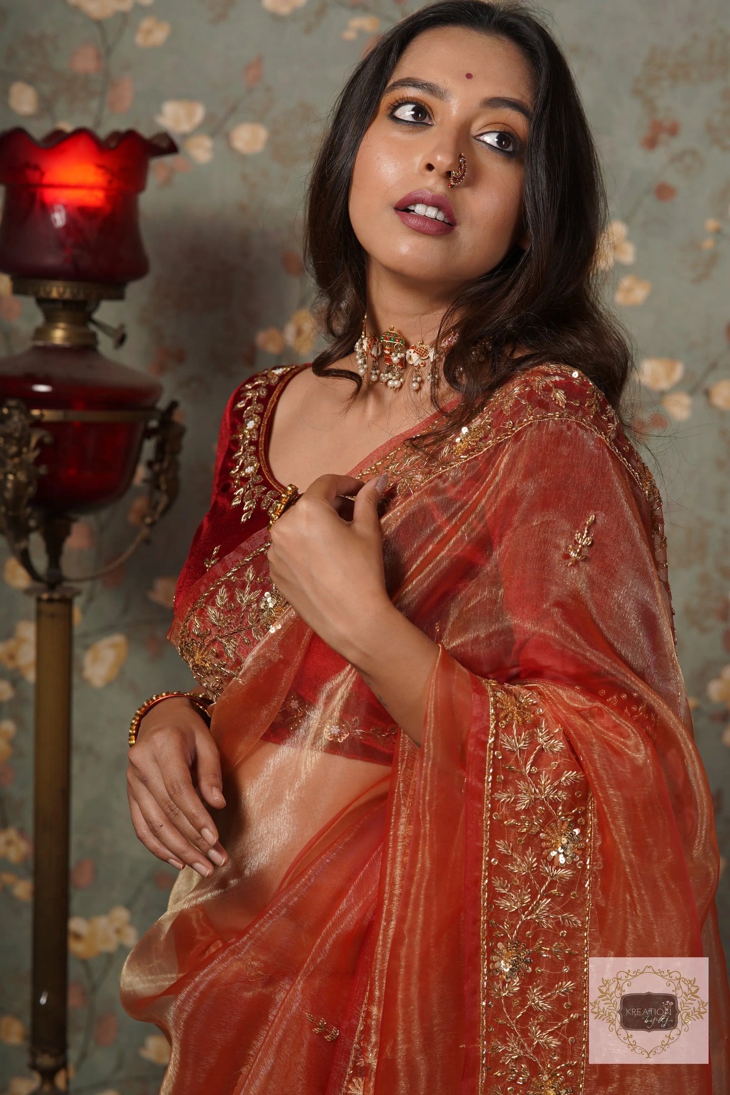 Marigold Glass Tissue Anaya Saree kreationbykj
