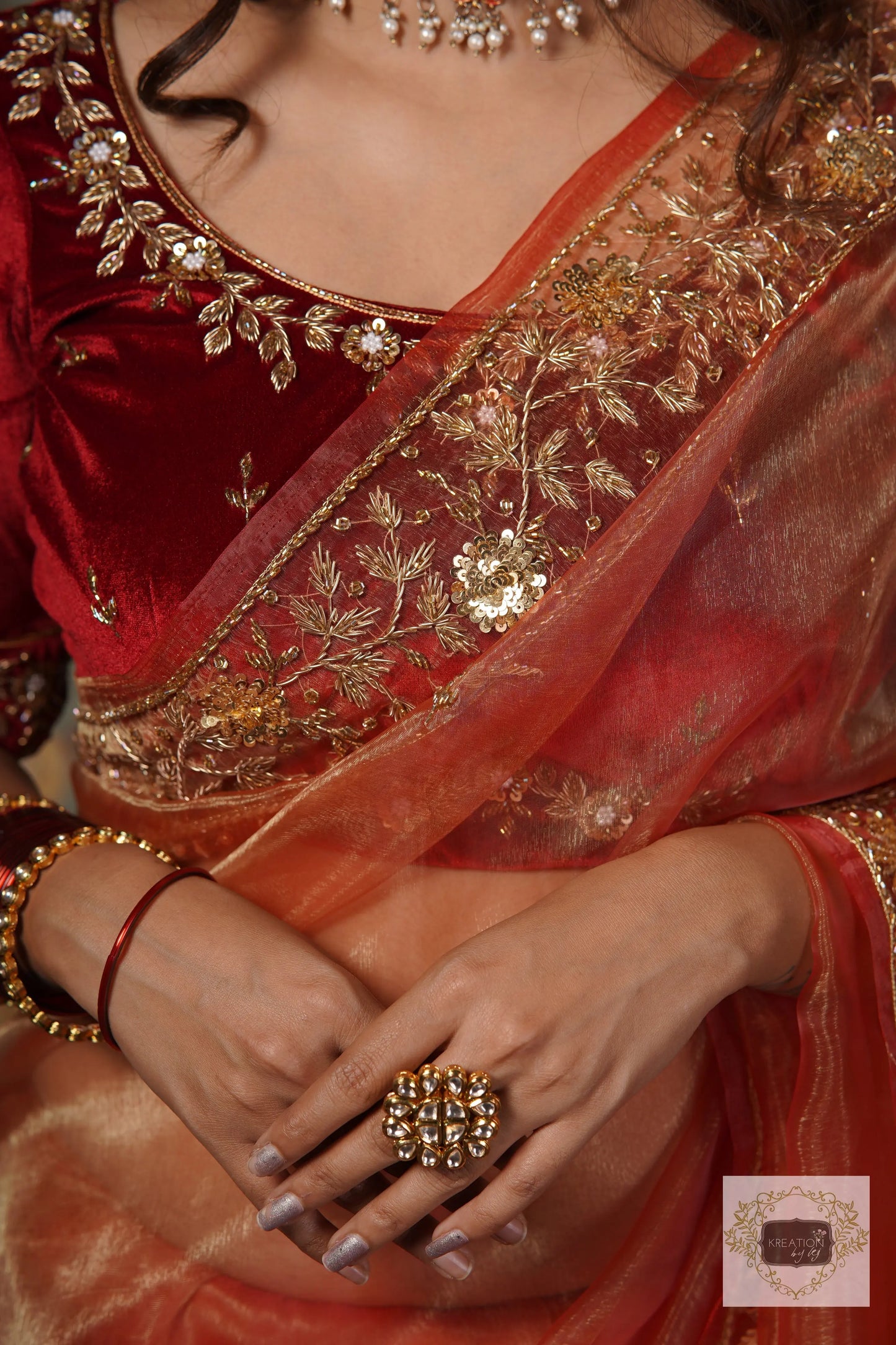 Marigold Glass Tissue Anaya Saree kreationbykj