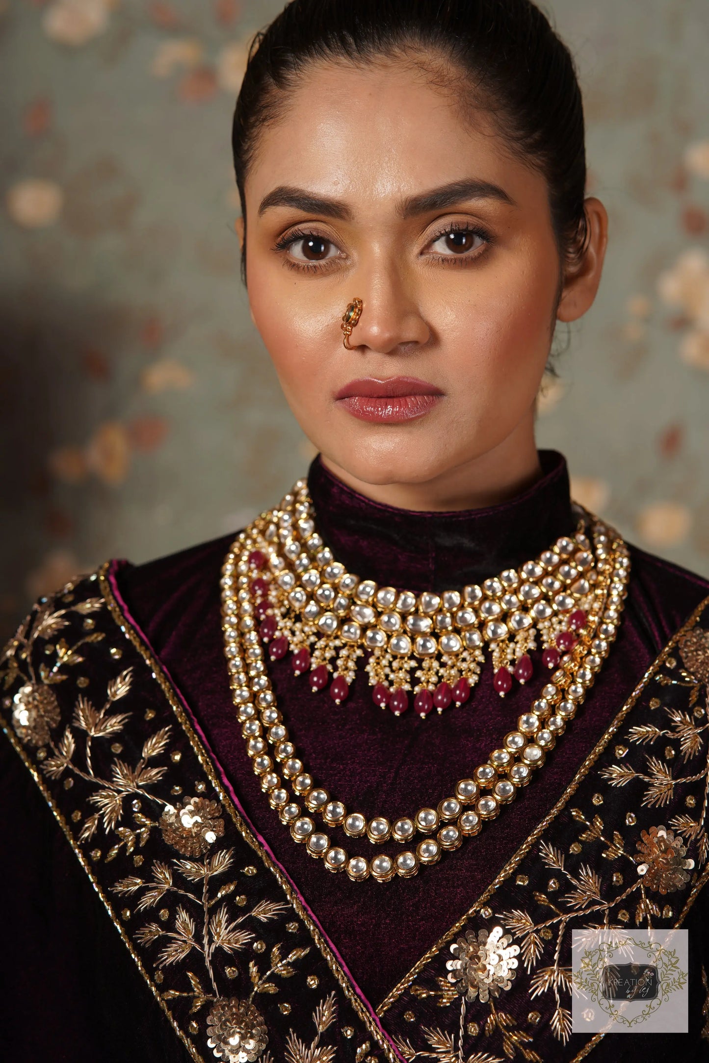 Dark Wine Velvet Anaya Saree kreationbykj