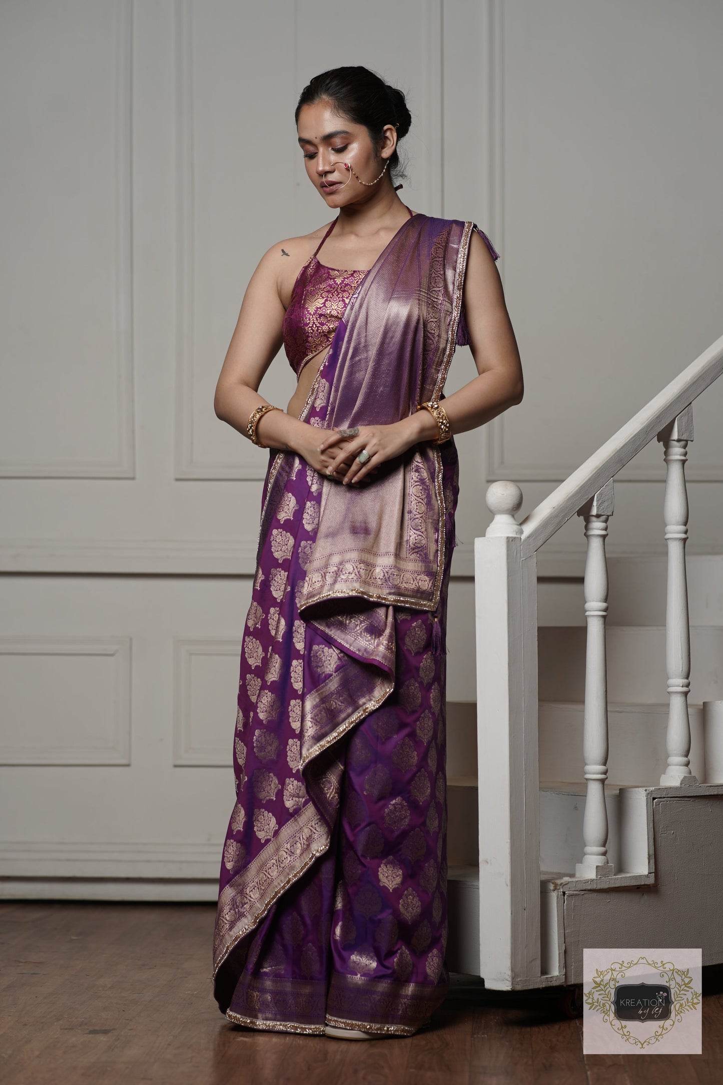 Purple Banarasi Saree kreationbykj