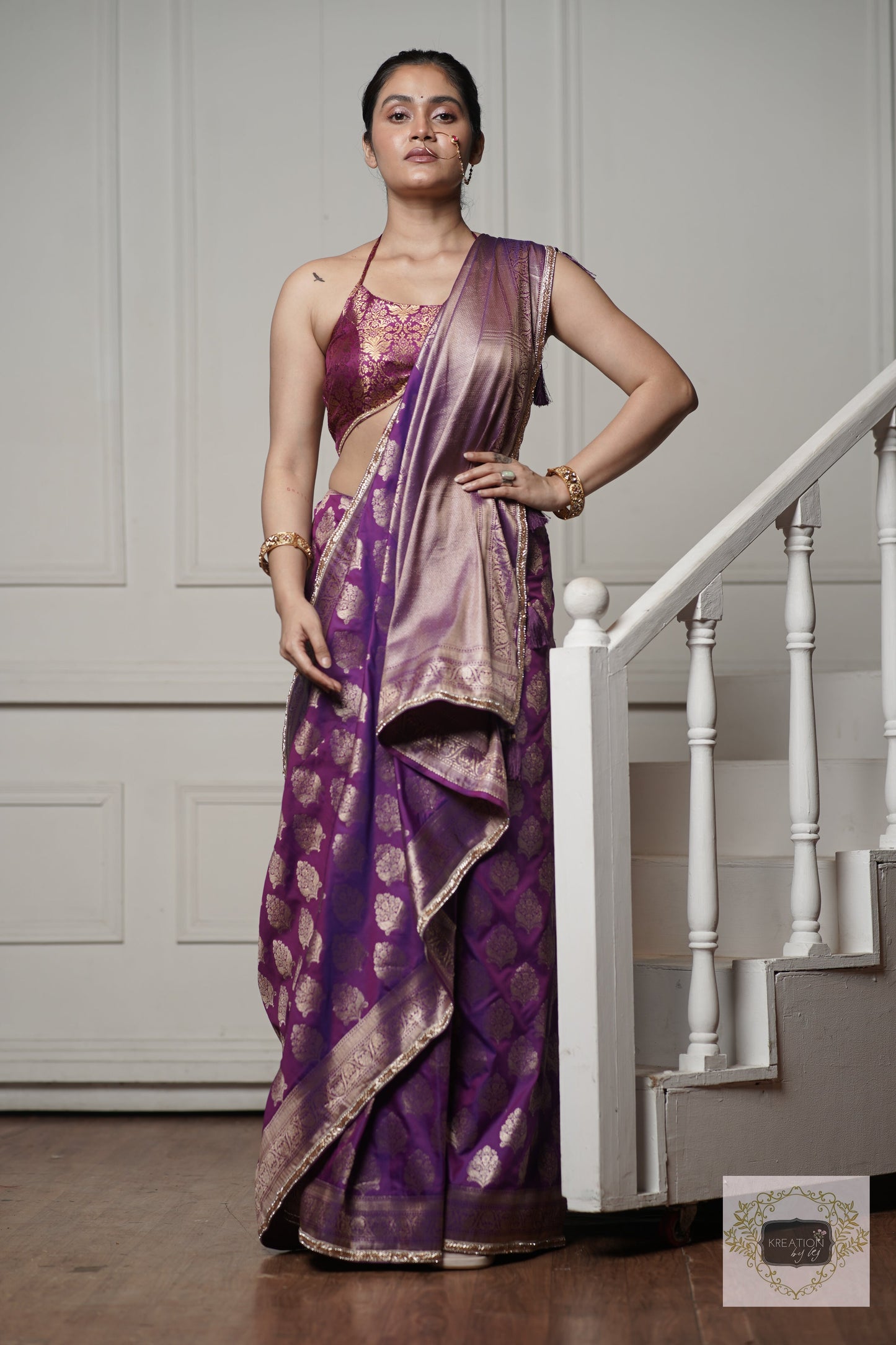 Purple Banarasi Saree kreationbykj